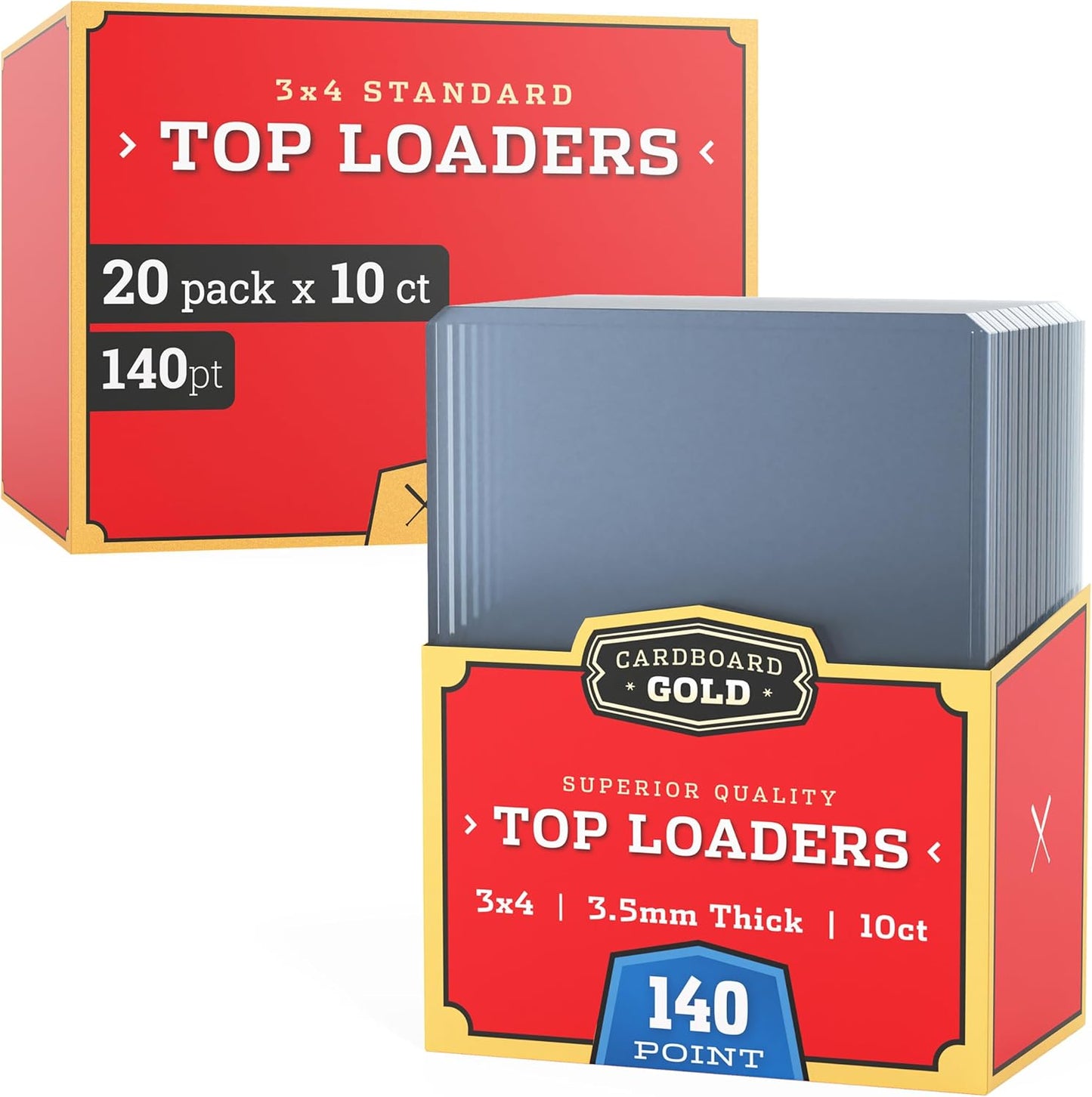 Cardboard Gold - 140pt Top Loaders for Cards - 200 Count - Premium 3x4 Inch Trading Card Toploaders - Protect Your Baseball and Sports Cards with These Crystal Clear Hard Plastic Sleeves Protectors