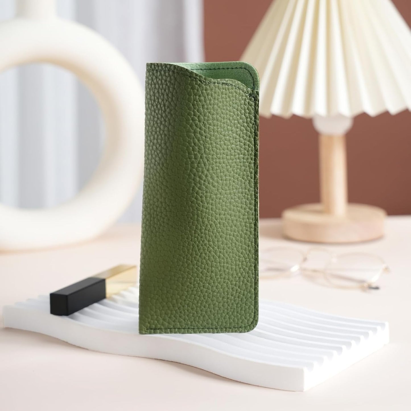 Mirkcittle Cases for eyeglasses 2 Pack Soft Leather for Women Men Fashion PU Sunglasses Pouch Portable Travel Glasses Cases