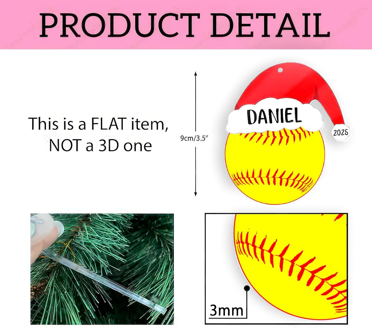 Personalized Softball Christmas Ornament 2025, Custom Christmas Tree Ornaments with Name, Team Ornament, Softball Coach Gift, Hanging Decor, Gifts for Sports Lovers Boys, Xmas Gift 2025