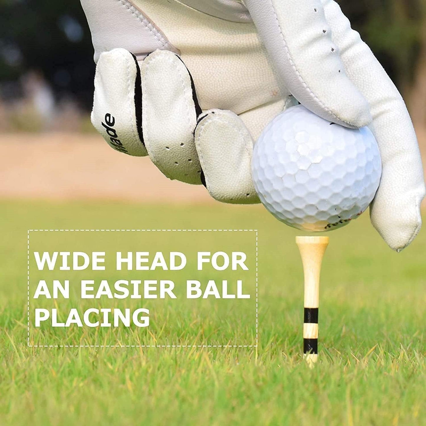 FINGER TEN Golf Tees Wood 3 1/4 2 3/4 Inch Wooden Bamboo 50/120 Count, Durable Biodegradable Colored Bulk Tee 70mm 83mm