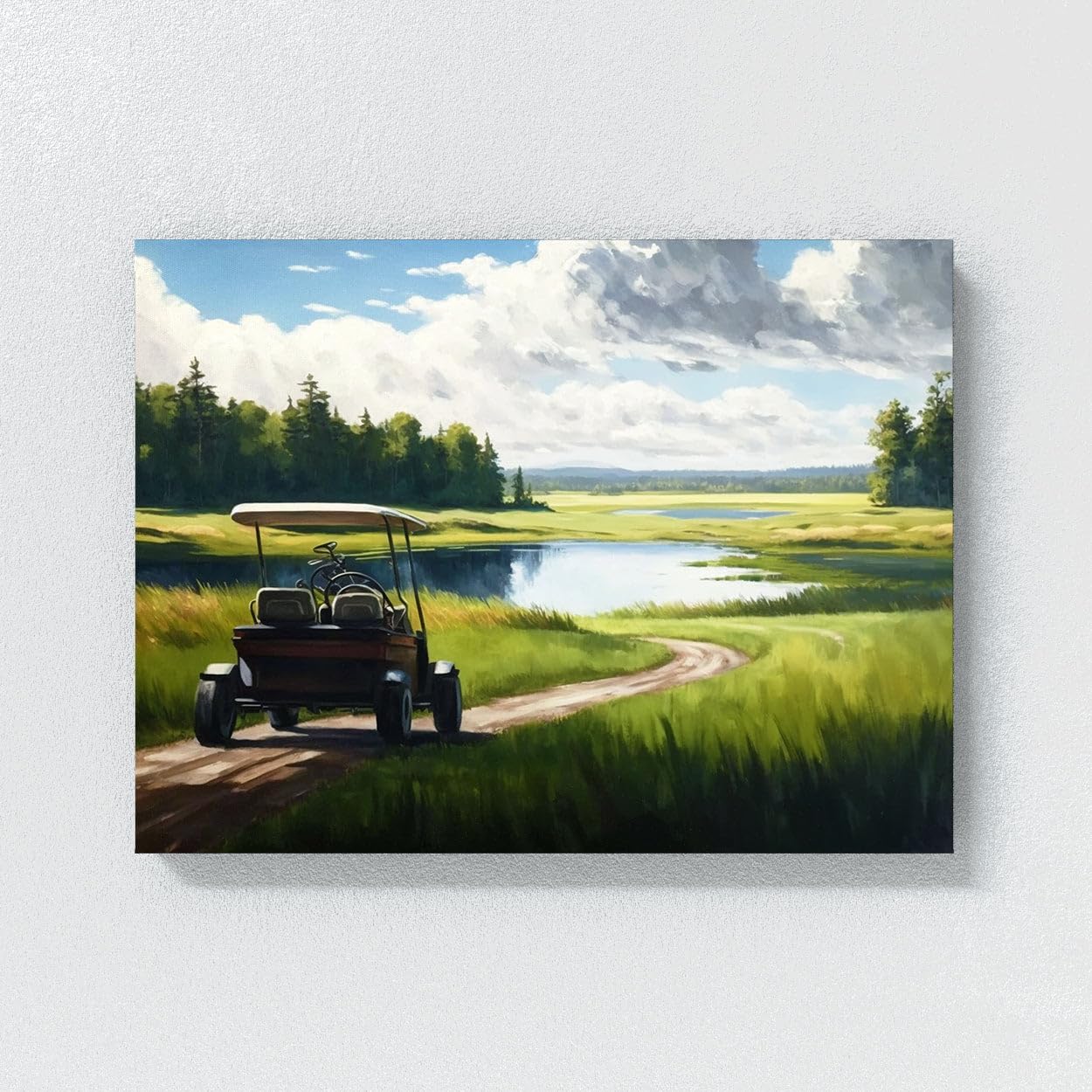 Sense Canvas Golf Cart Fairway Landscape 23 Canvas Art - Home Decor Wall Art Print Poster Painting X-Large 48x36 / 1.5"