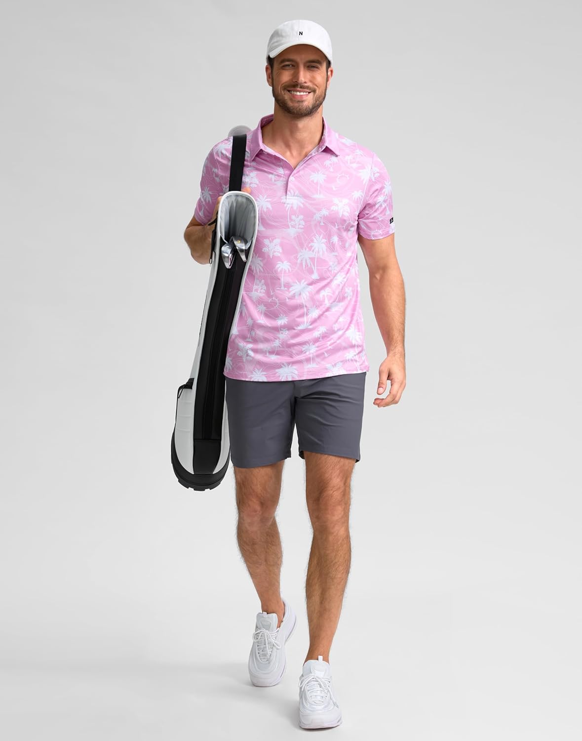 Obla Mens Golf Polo Shirts Short Sleeve Dry Fit Performance Moisture Wicking Casual Print Collared Golf Shirts for Men