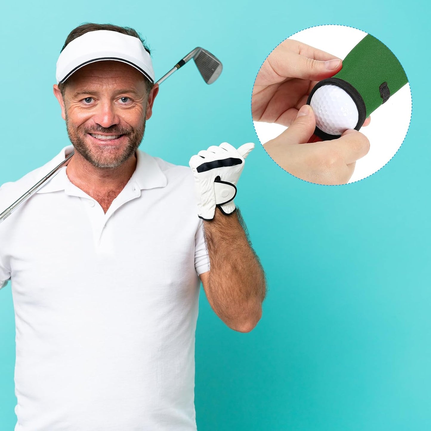 PATIKIL Golf Ball Carry Bag, 2 Pcs Golf Tee Holder Pouch Portable Neoprene Golf Ball Holder with Clip for Men and Women Storage Gifts, Forest Green