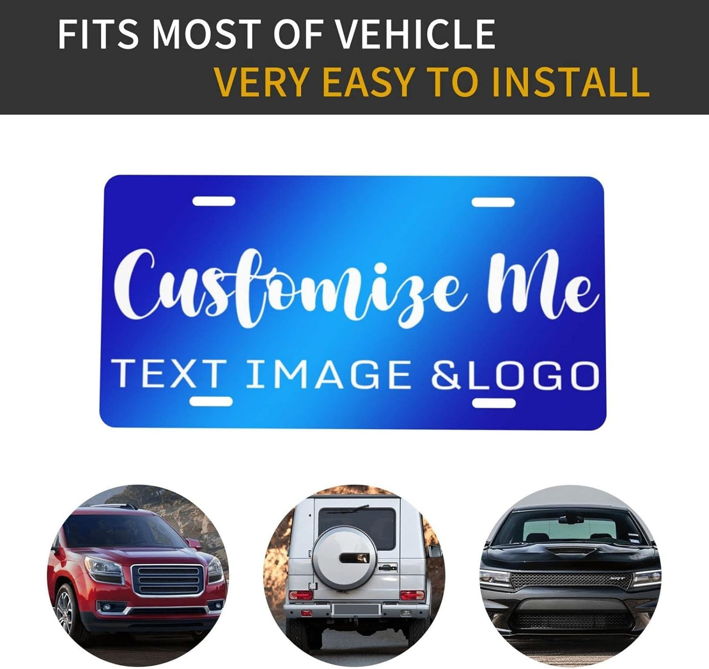 Custom License Plate 4x2/7x4/12x6 Inch Personalized Front License Plate Novelty Customized Car Tags Plates for Front of The Car,12"x6",Style 2