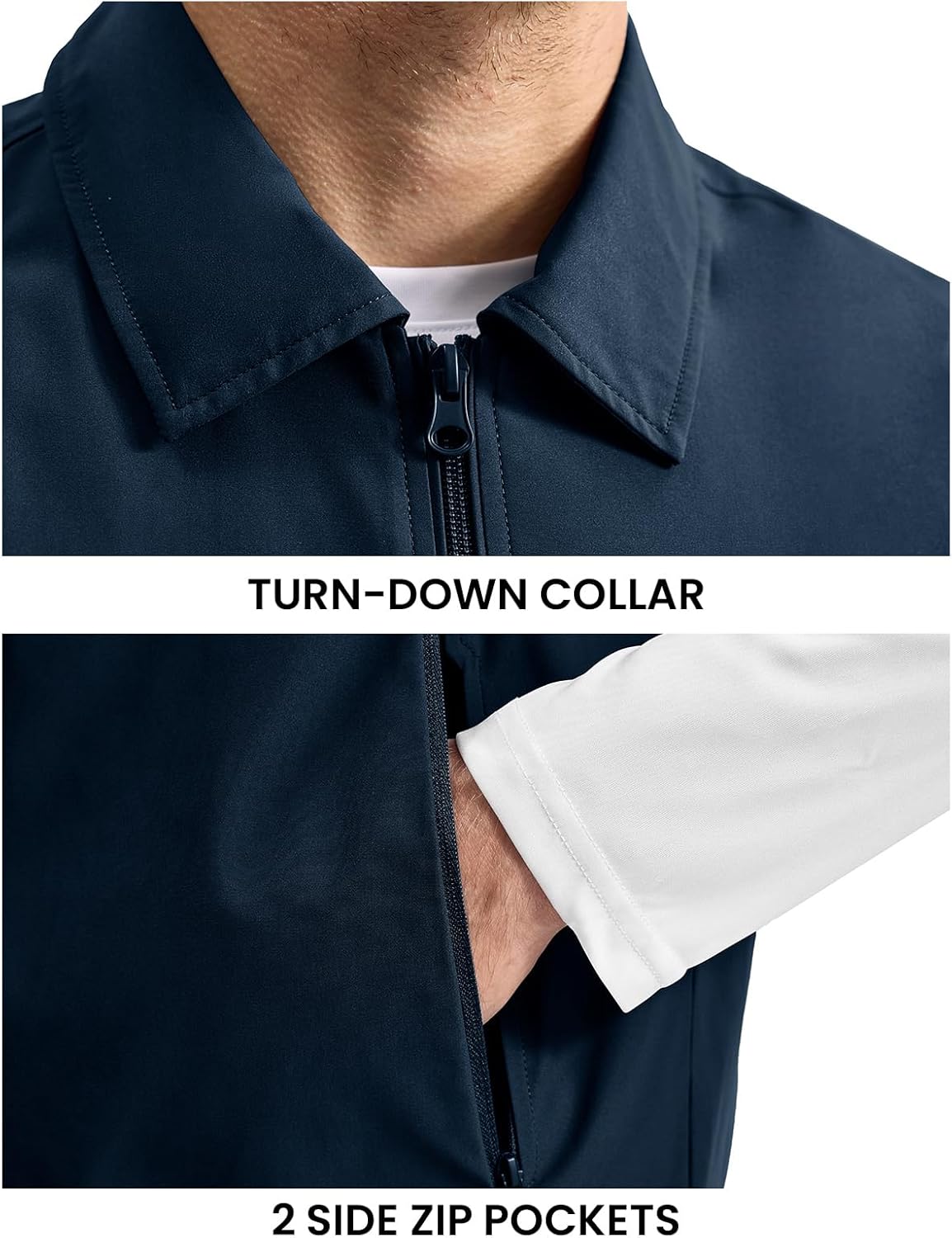 Rdruko Men's Golf Vest Lightweight Outerwear Windproof Water Resistant Grid Lining Vest with Zipper Pockets for Casual