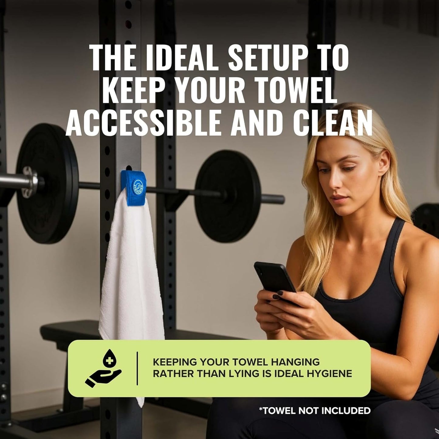 Stripebird - Magnetic Clip for Any Workout Towel (Blue) - Highest Strength Magnet for Gym Towel - Removable from Towels - Magnetic Fitness Towels for Men