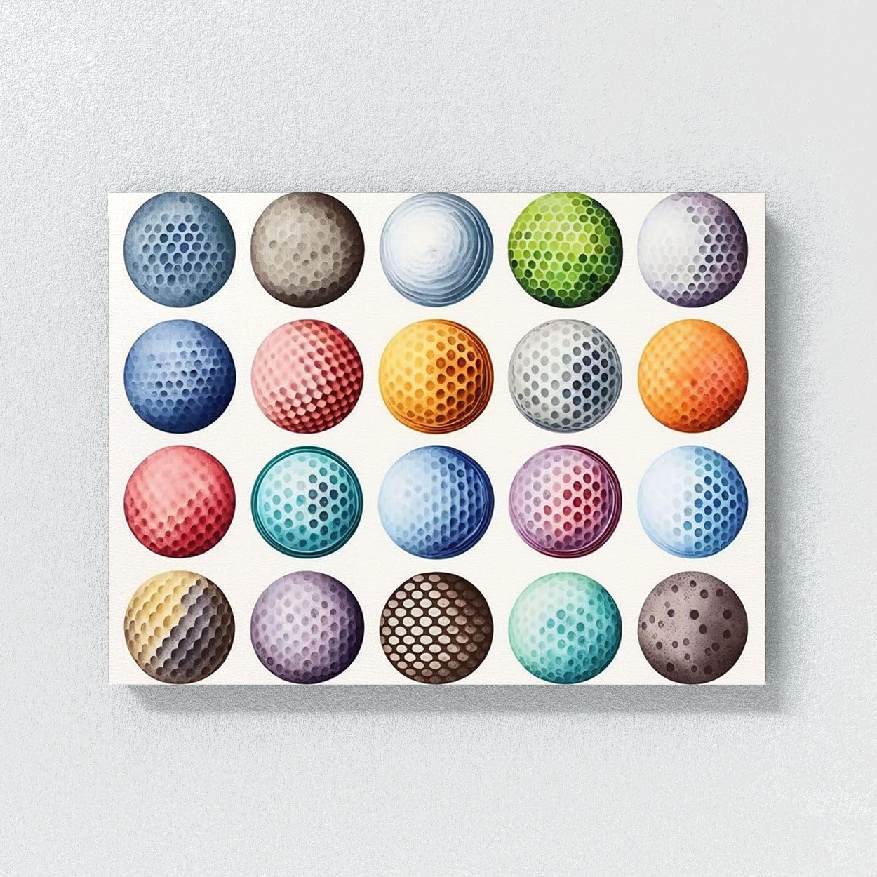 Sense Canvas Golf Ball Watercolor 31 Canvas Art - Home Decor Wall Art Print Poster Painting Small 16x12 / 1.5"