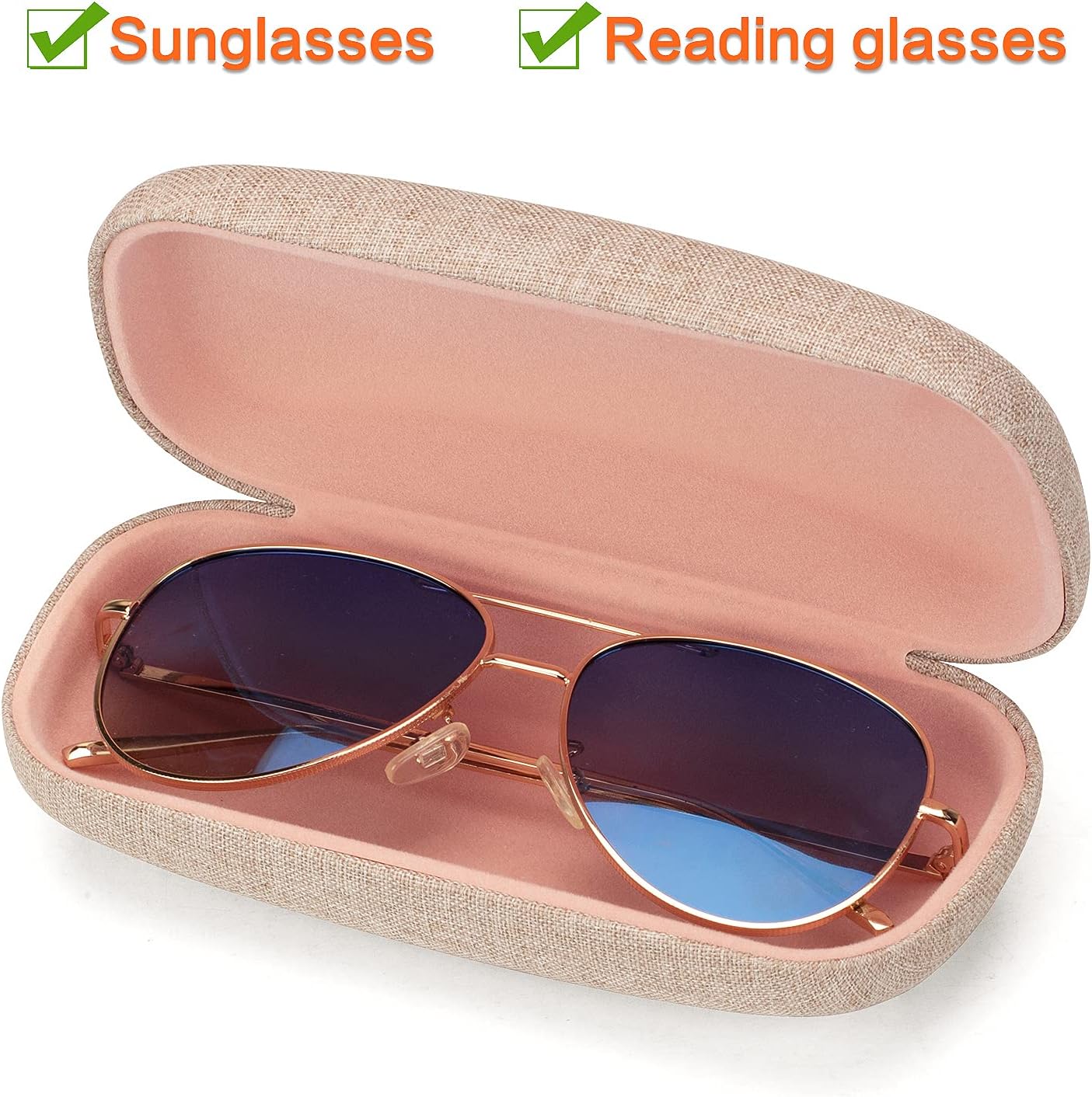 Vemiss Hard Shell Eyeglasses Cases, Linen Fabrics Protector Sunglasses Case, Large Glasses Case