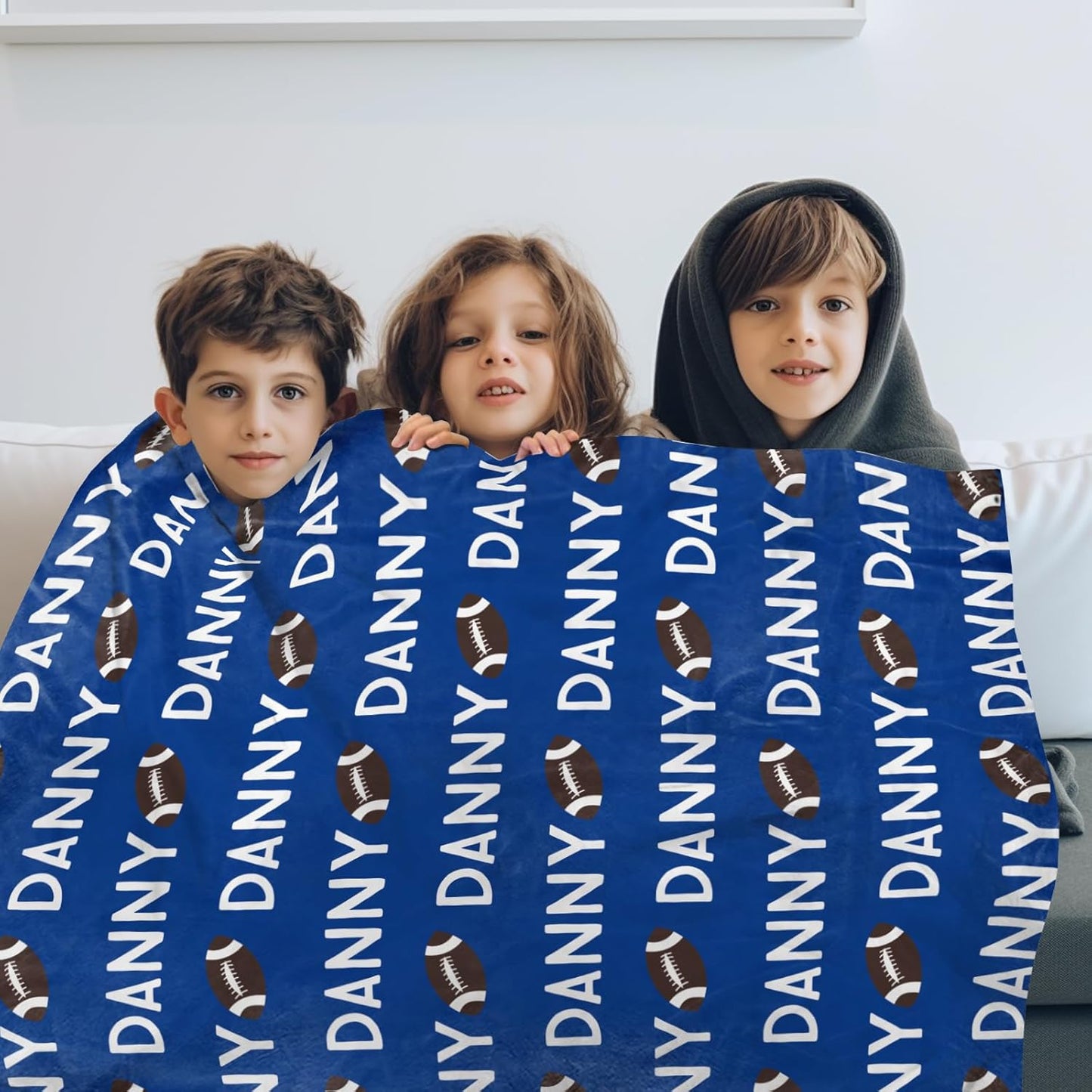 Custom Name Football Blanket - Personalized Names Soft Plush Flannel Throw Blankets for Baby Kids Teen Boys Girls Holidays Birthdays Gifts Color17