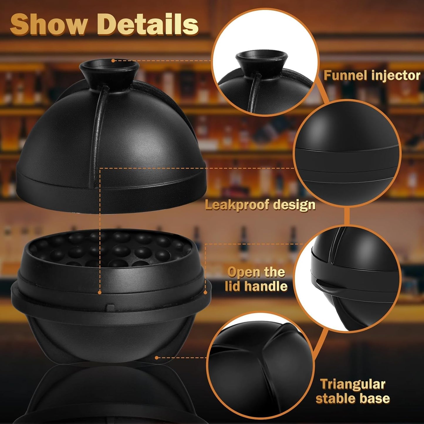 6 Pack 3D Golf Ball Ice Cube Mold 2.5 Inch Large Silicone Round Ice Cube Molds Novelty Golf Ball Gifts Stuff for Cocktails, Bourbon,Brandy, Whiskey Gifts for Men and Women(6, Golf Ball)