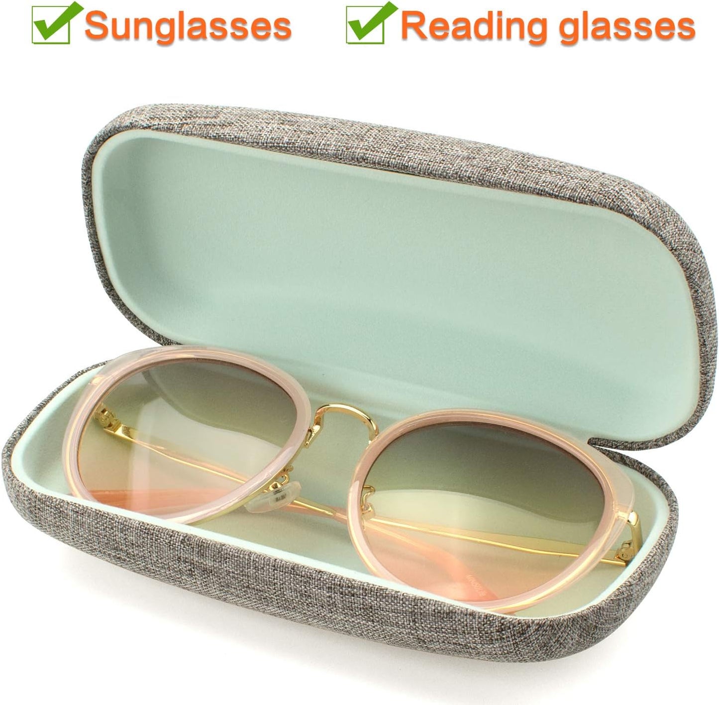 Vemiss Hard Shell Eyeglasses Cases, Linen Fabrics Protector Sunglasses Case, Large Glasses Case