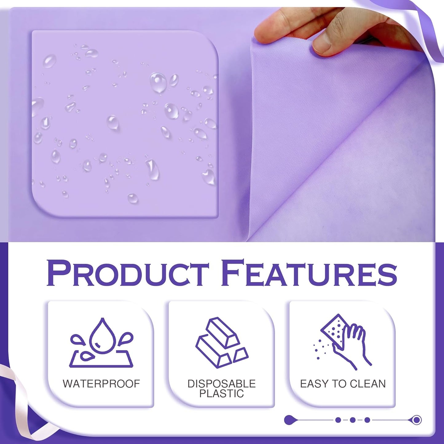 4 Pieces Purple Series Rectangle Tablecloth, 54x72 Solid Color Waterproof & Spillproof Disposable Plastic Table Cover, Durable Party Tablecloth for Dining, Buffet, Picnic, Outdoor Events