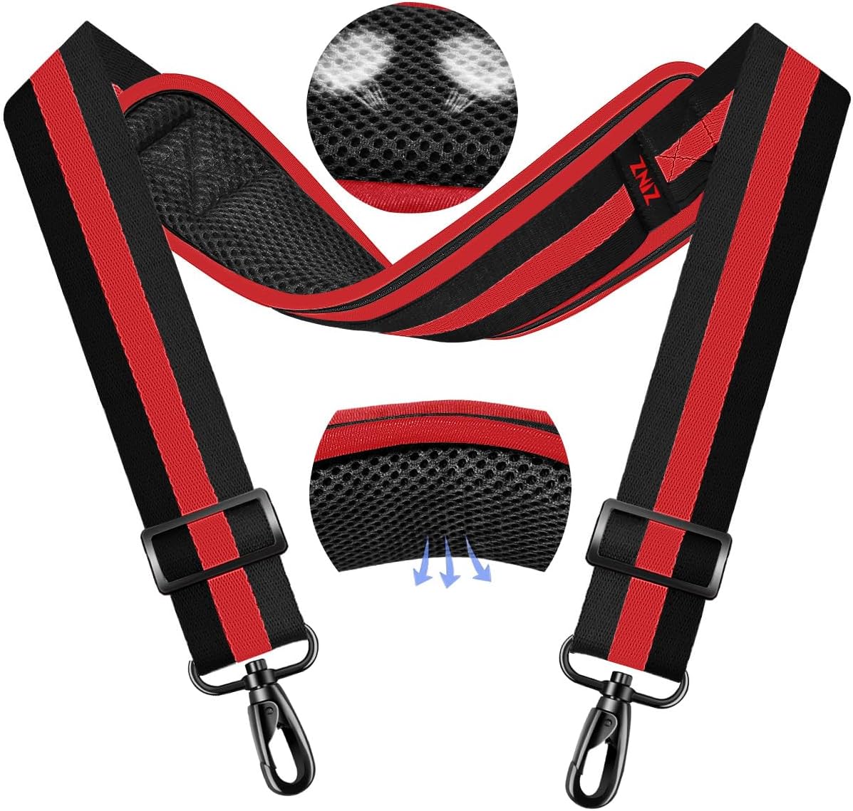 ZINZ 79.5" Universal Strap with Ultra-Thick Fixed Breathable Pad - Adjustable Heavy-Duty Shoulder Strap for Laptop, Crossbody, Luggage, Gym, Camera Bag and More - TW01B02