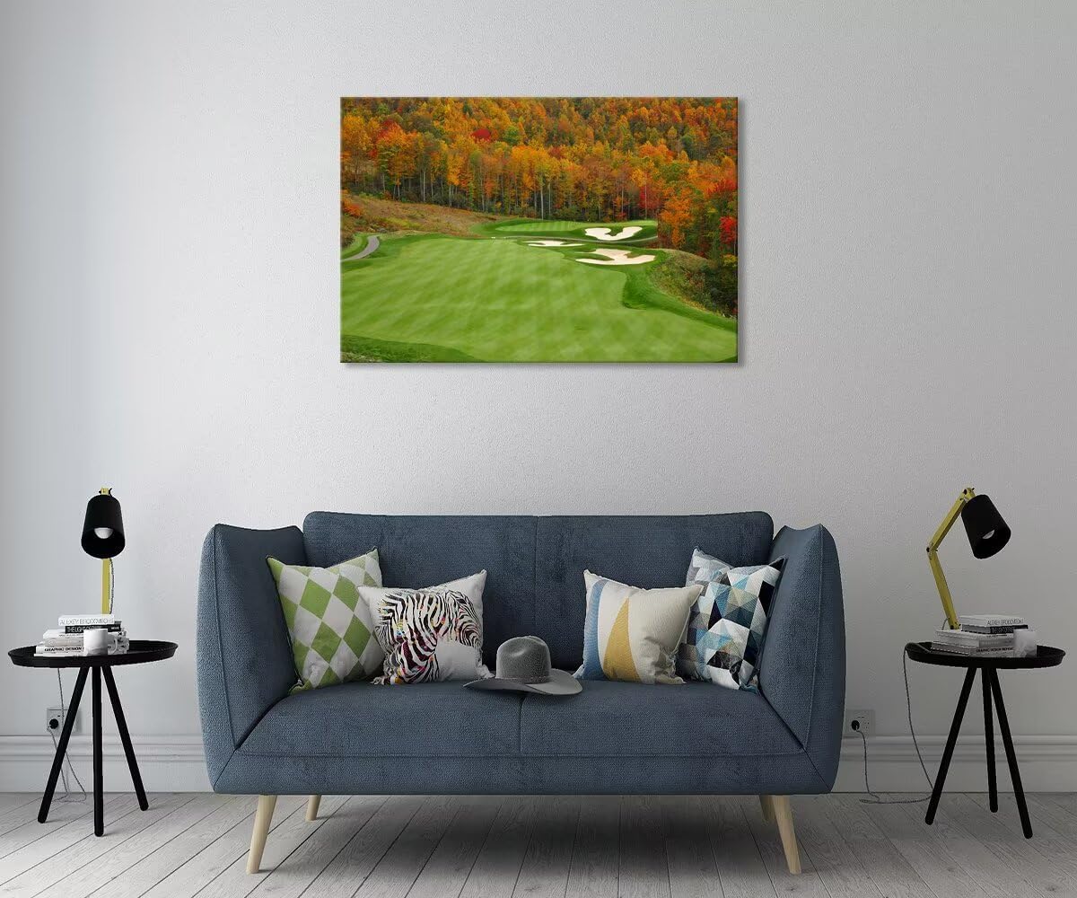 Sequoyah North Carolina Mountains Golf Course Wall Art for Living Room Bedroom Bathroom Home Decorations North Carolina Golf Course Picture Poster Canvas Prints Framed Ready to Hang(12''H x 16''W)