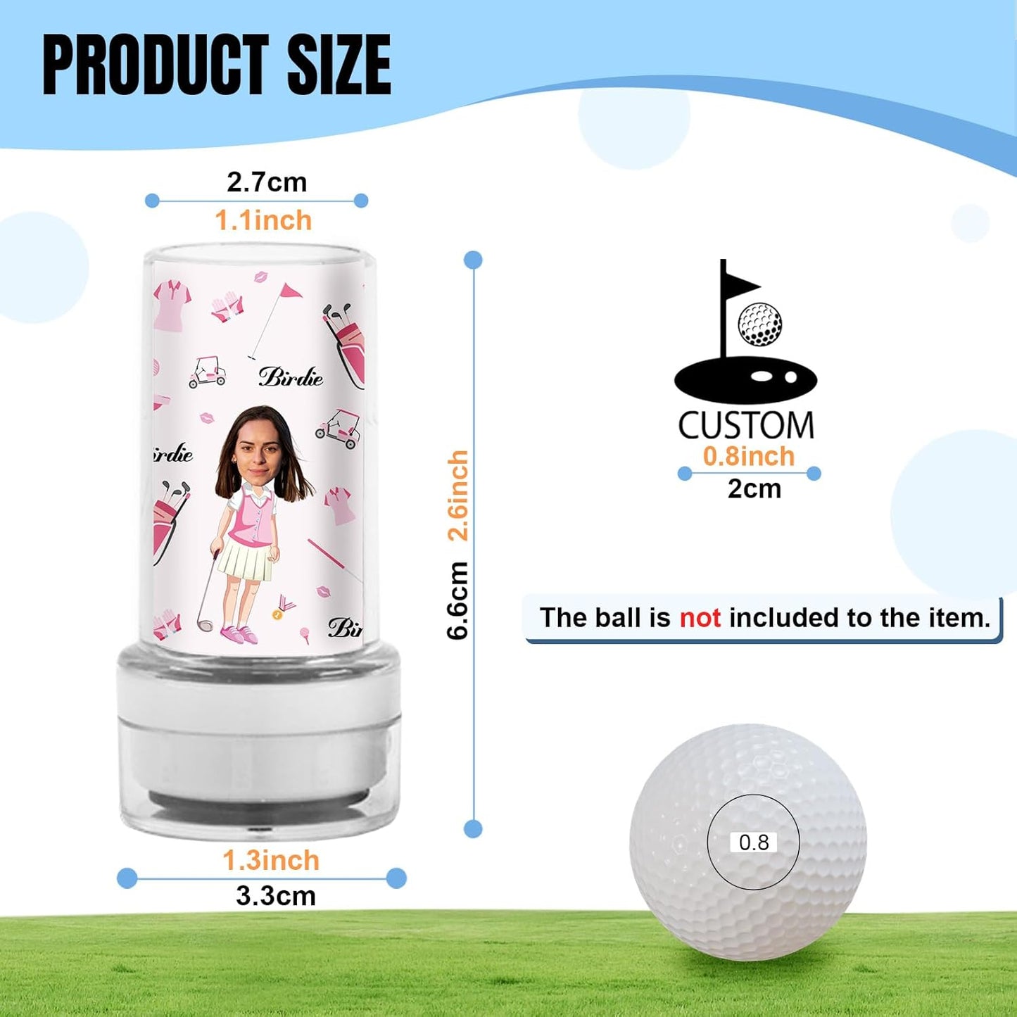 Custom Golf Ball Stamps Personalized Self-Ink Long Lasting Golf Ball Markers Customizable Funny Case Icon Sticker Golf Ball Stamper