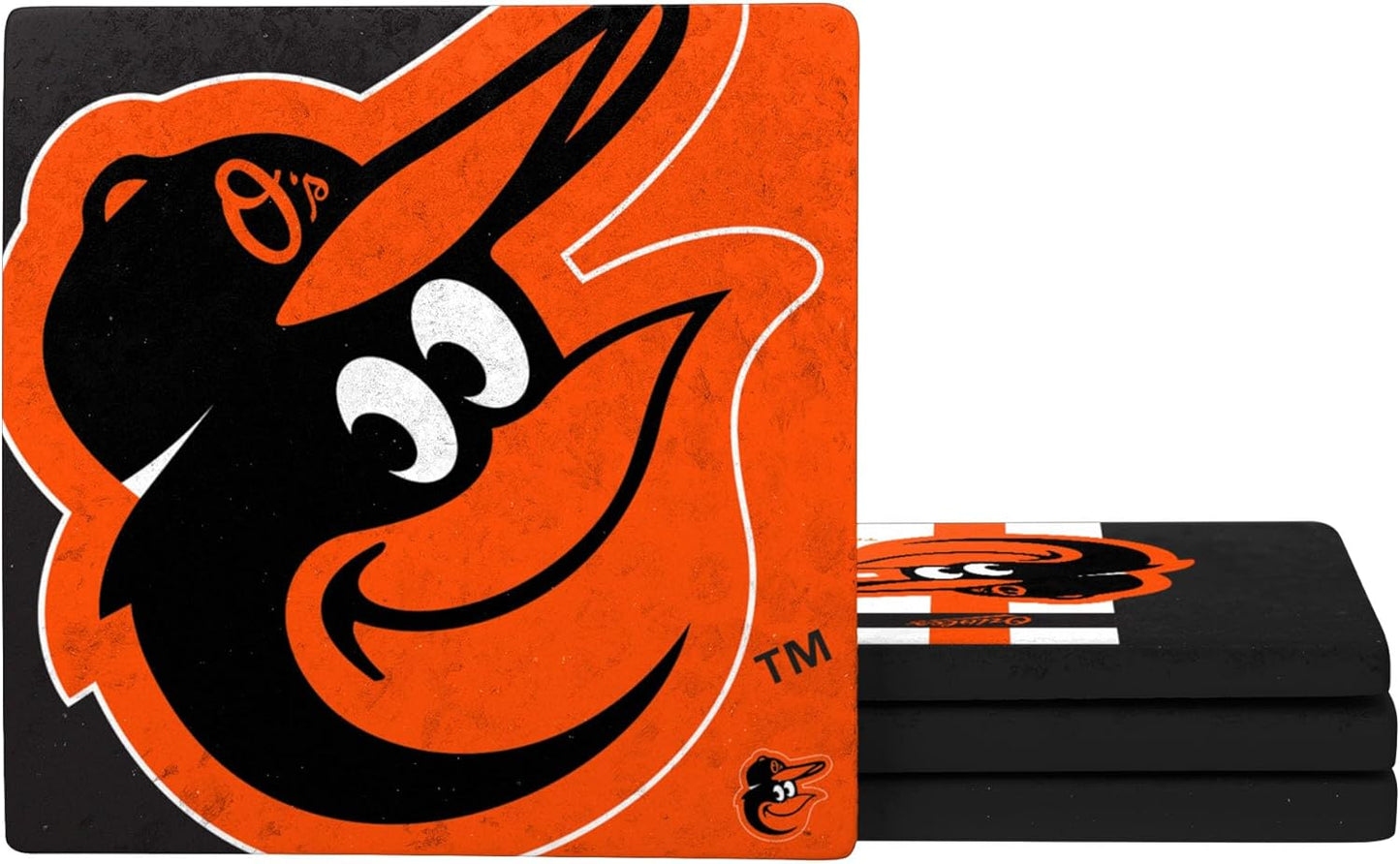 FOCO MLB Official 4-Pack Beverage Drink Stone Ceramic Coaster Set (Baltimore Orioles)