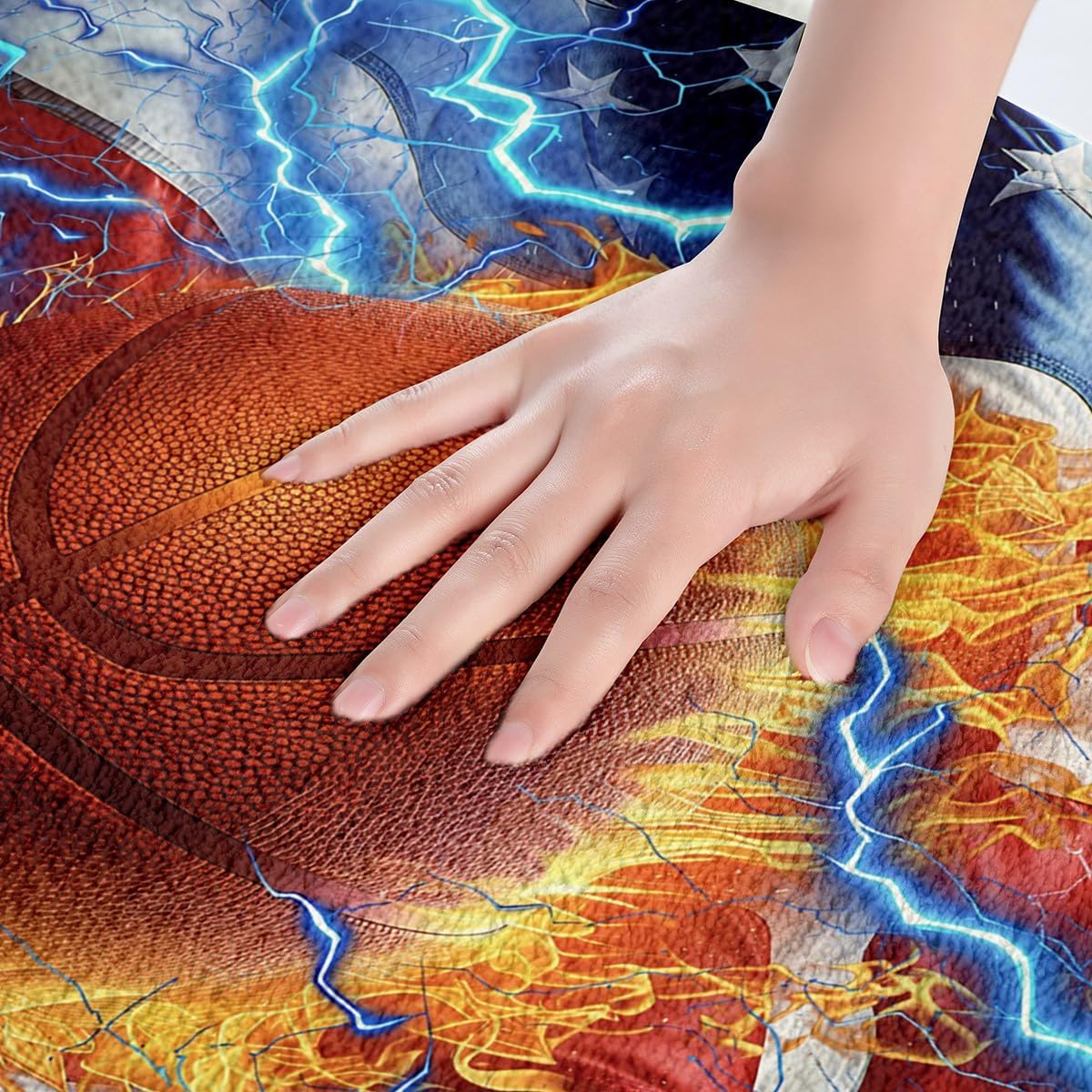 Feelyou 3D Basketball Soft Fleece Door Carpet Retro USA Flag Polyester Bath Rug for Kids Boys Girls Ball Games Sports Non Slip Bath Mat American Flag Bathroom Floor Indoor Doormat,16x24 Inch