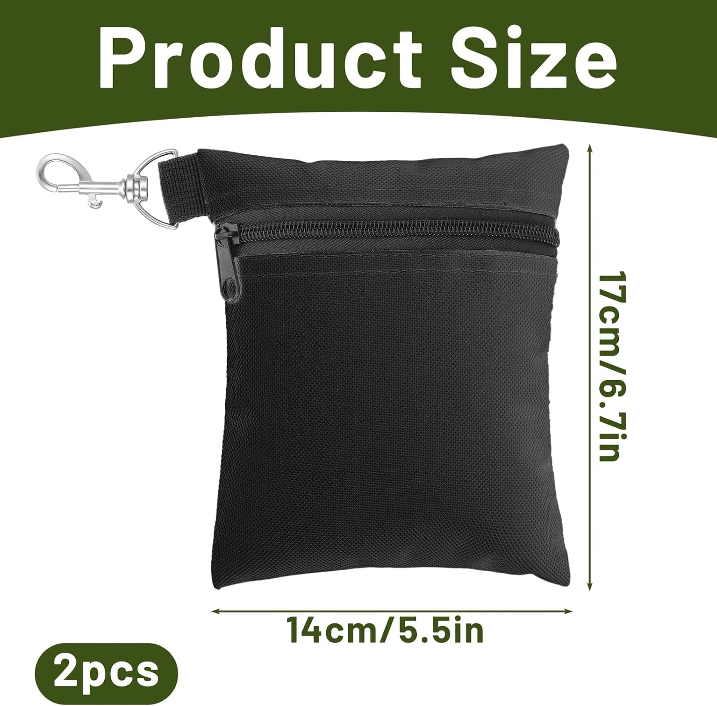 DIVINA VITAE 2 Pcs Golf Tee Bag Pouch 5.5 X 6.7 Inch Zipper Golf Tee Pouch with Metal Lobster Claw Clip Valuables Gift Accessory Storage Bag for Men Women