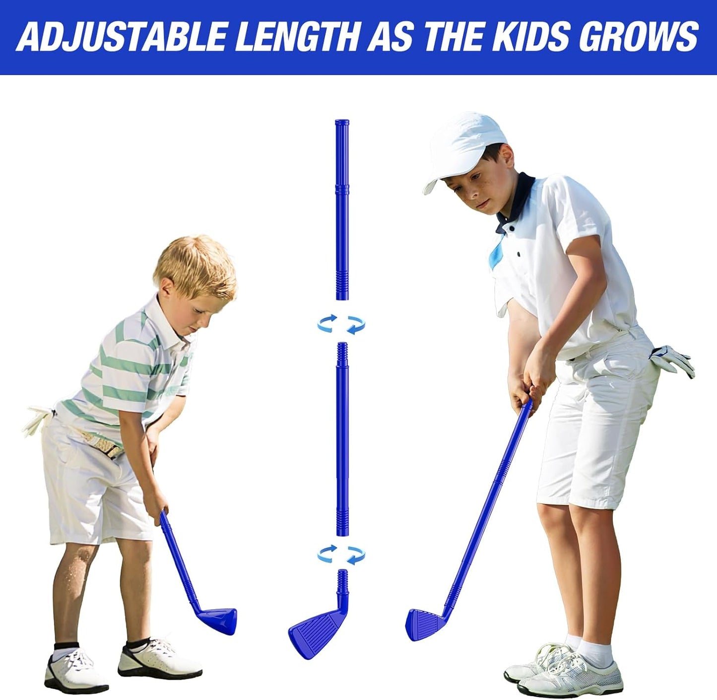 Toddler Golf Set 2-4 Years, Upgraded Kids Plastic Golf Clubs with 12 Balls, Putting Mat, Shoulder Strap, Indoor Outdoor Game Sport Toys Gift for Baby Boys Girls Age 3-5, Blue