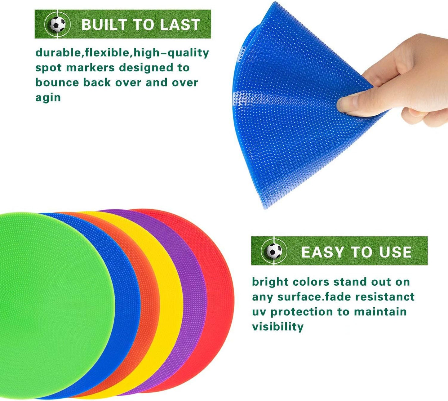 Spot Markers 9 Inch 10 Inch Non-Slip Rubber Agility Markers for Football, Basketball Training Markers, Dance Practice and Drills with Flat Cones Points