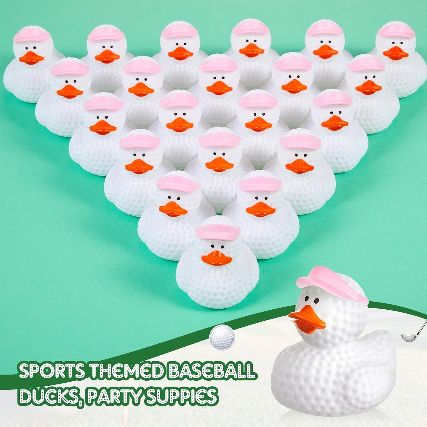Deekin Rubber Duck 2 Inch Bulk Sport Party Favors for Team Events Game Day Decorations Birthday Party Decorations Club Player Gift(50 Pcs,Golf Pink)