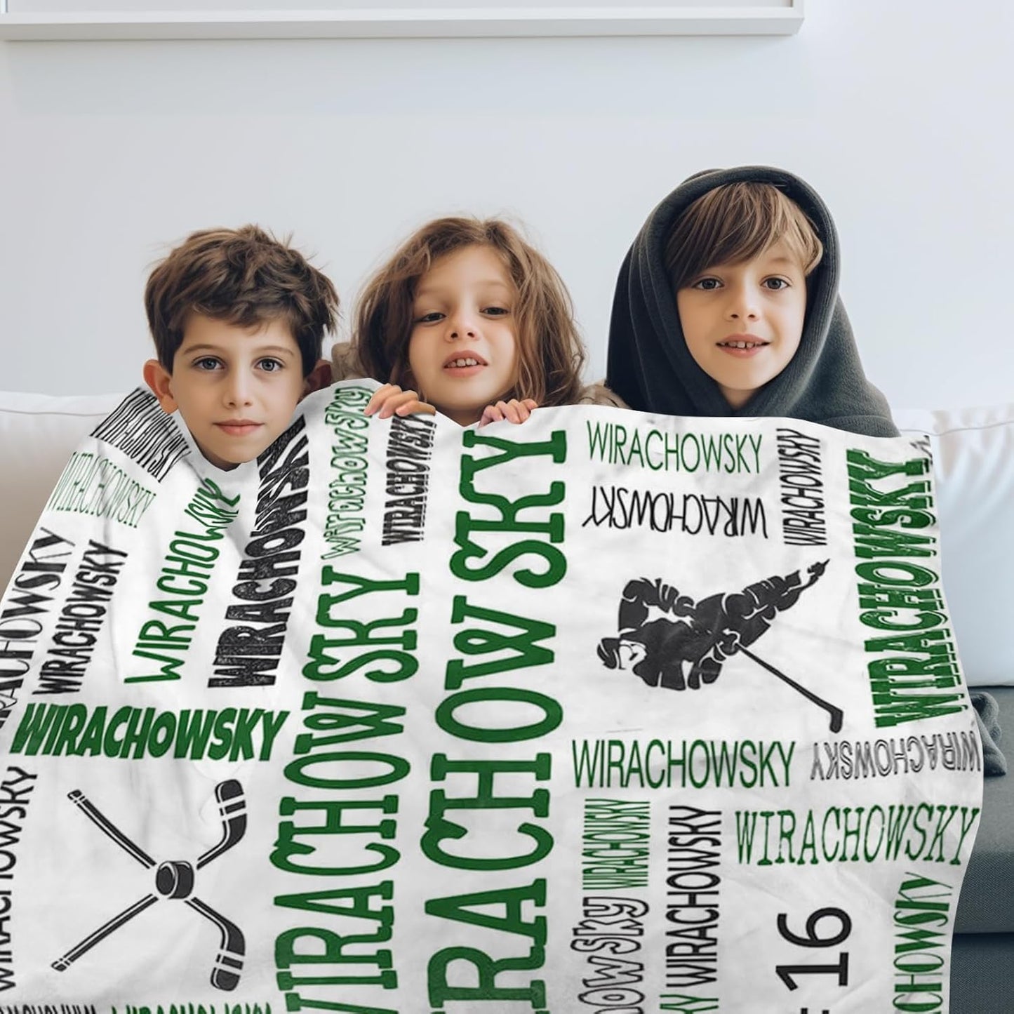 Custom Name Hockey Blanket - Personalized Names Soft Plush Flannel Throw Blankets for Baby Kids Teen Boys Holidays Birthdays Gifts Color11