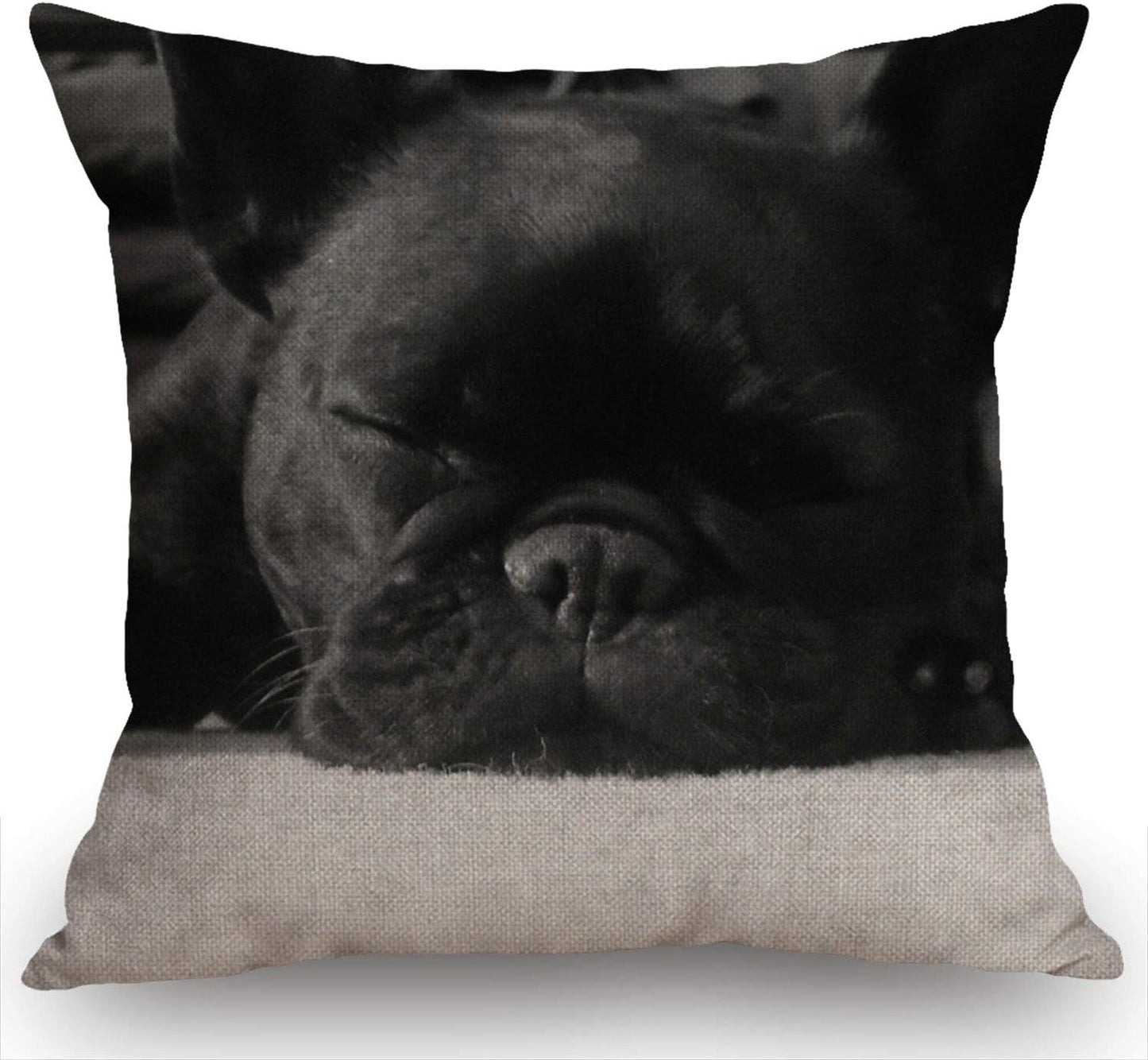 Swono French Bulldog Cotton Linen Throw Pillow Case Home Decorative Cushion Cover for Sofa Couch Bedding 18x18 Inches