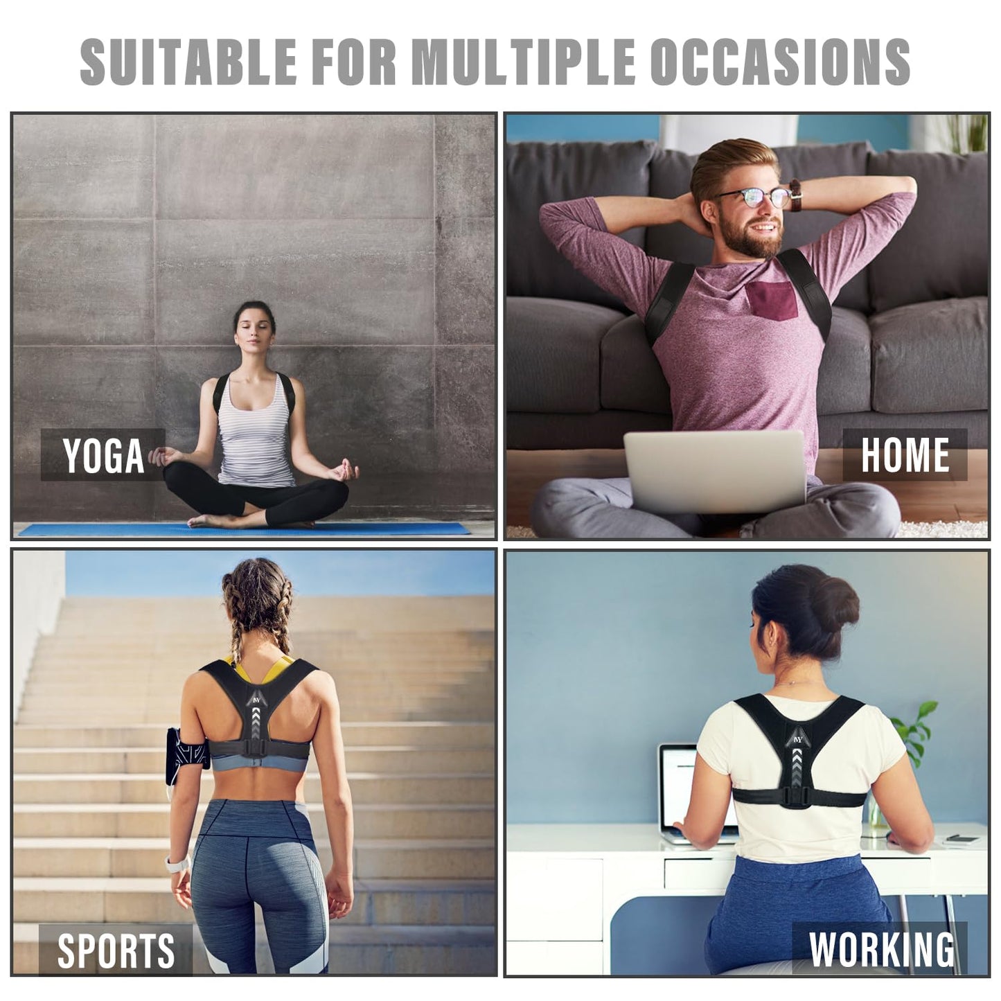 Siebenschläfer Posture Corrector Upper Back Brace Neck Shoulder Back Support Brace Pain Relief Belt For Women Men Braces Spine Straightener Breathable & Adjustable