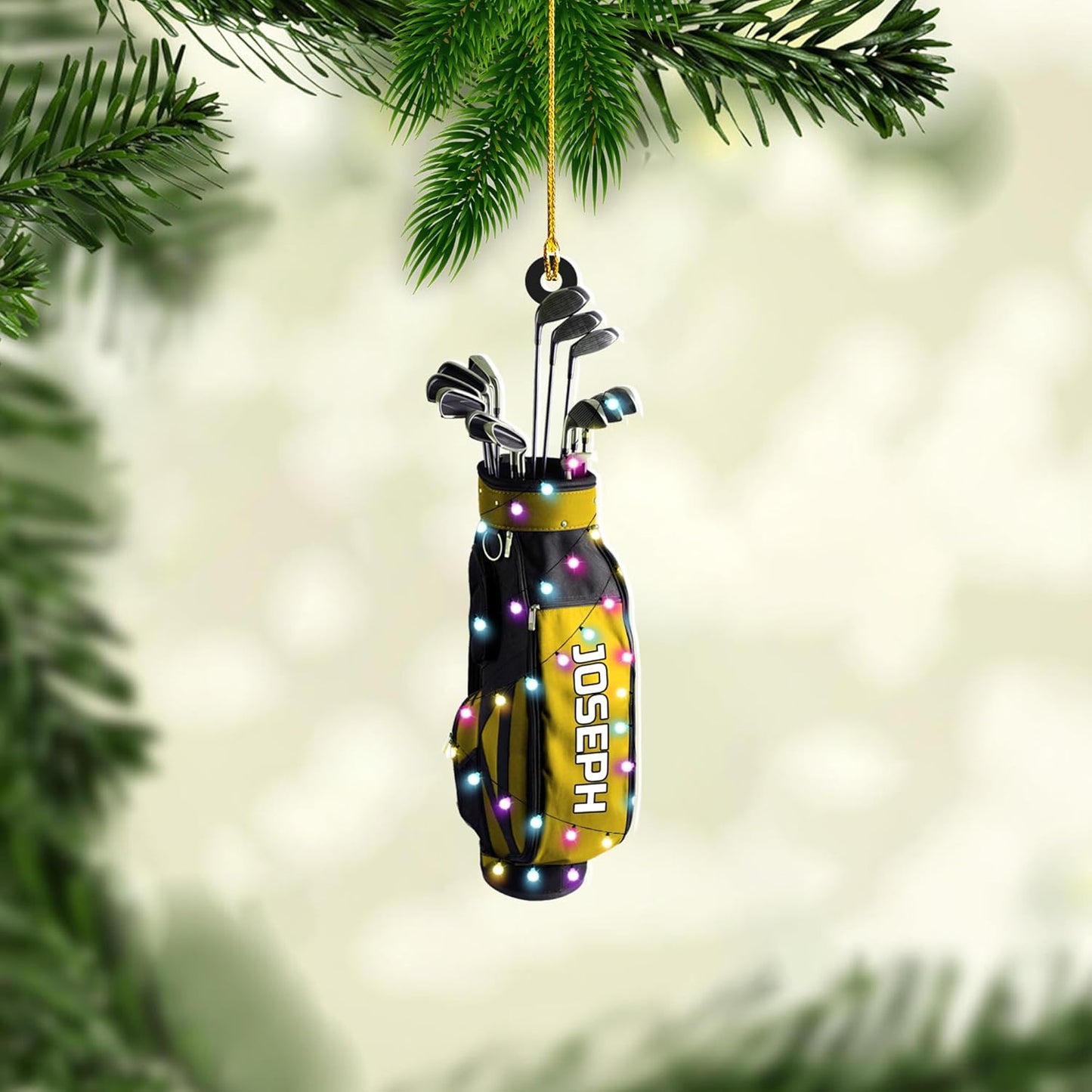 Personalized Golf Ornaments for Christmas Tree 2025 Custom Golf Christmas Ornament Golfing Bag Ornament Sports Golf Cart Ornaments Gift for Golfer Bag Golfing Lovers Hanging Decoration (G14)