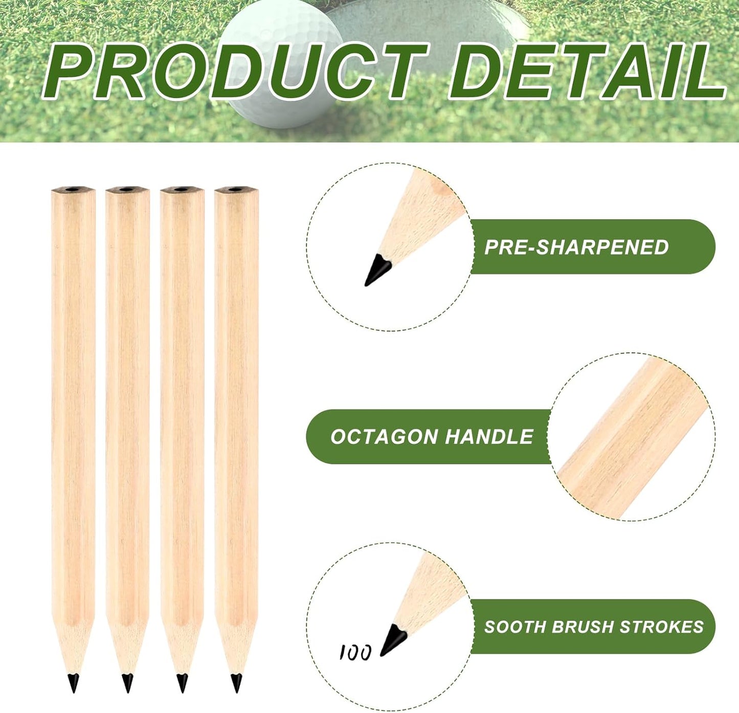 Yexiya Golf Pencils Bulk Half 2 HB 3.5 Pre Sharpened Hexagonal Yellow Wood Mini Pencils for Party Favors Kids School Classroom Office Supplies(500 Pcs)
