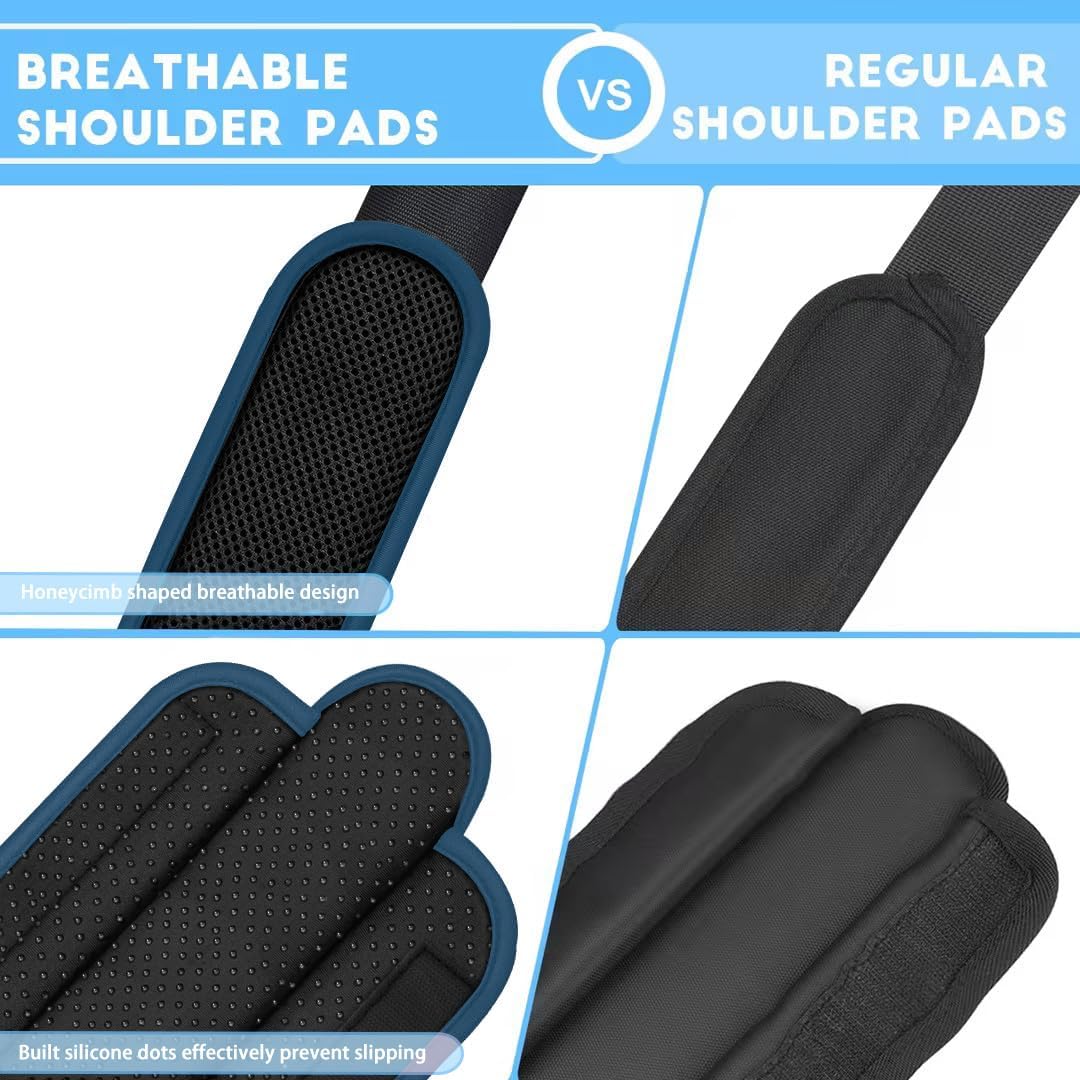 ZINZ 2-Pack Universal Shoulder Pad with Ultra Thick Cushion for Bag Luggage Bag Crossbody, Plus Long & Anti-Slip & Breathable,Black-Blue Edge