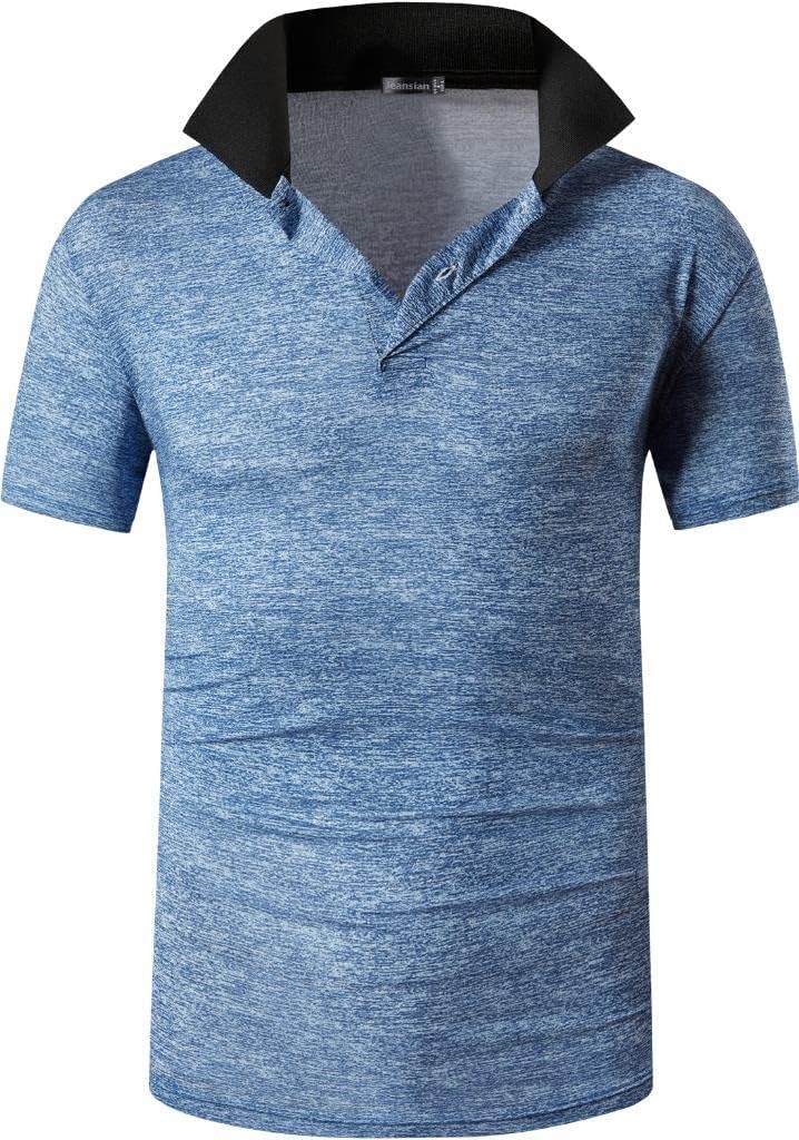 jeansian Men's Sport Outdoor Quick Dry Fit Short Sleeves Polo Tee Shirt Tshirt T-Shirt Tops Golf Tennis Bowling LSL195