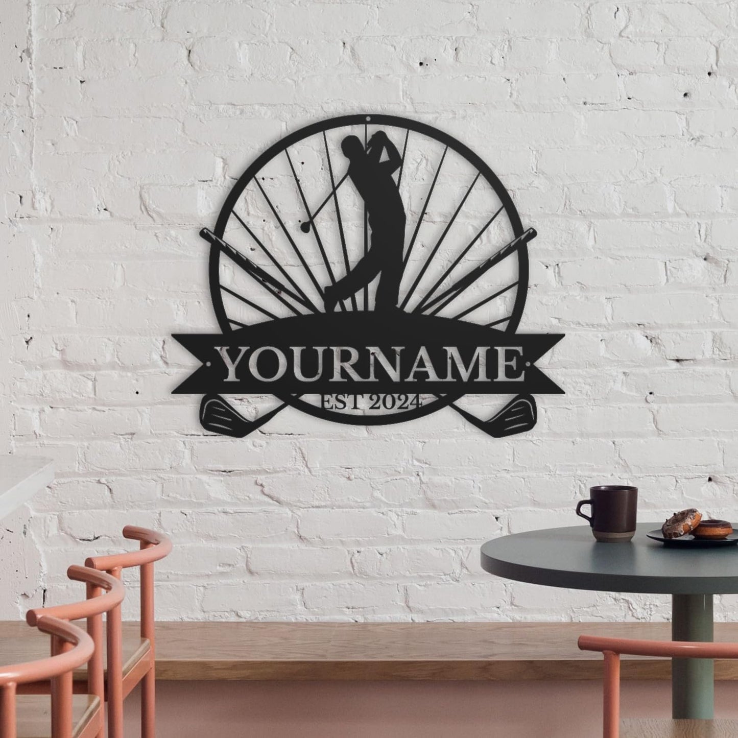 Generic Personalized Golf Name metal Signs,Custom Shed Metal Wall Decor,Black Metal Wall Art Decor,Home Metal Signs Plaques,Outdoor wall Decorative Signage (Style A)