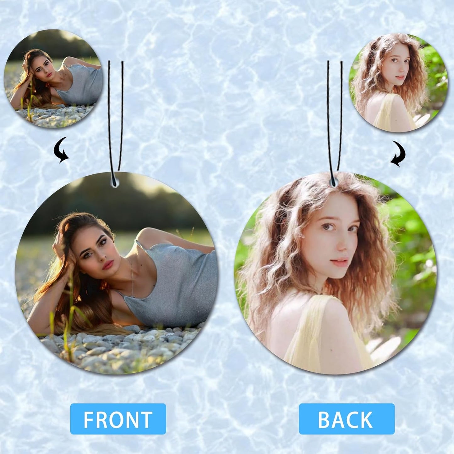 Personalized Photo Car Air Freshener – Custom Double-Sided Print – Fresh Linen Scent – Eco-Friendly, Long-Lasting Fragrance – Unique Gift for Family, Friends, Lovers (Circle)