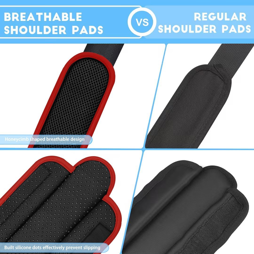 ZINZ 2-Pack Universal Shoulder Pad with Ultra Thick Cushion for Bag Luggage Bag Crossbody, Plus Long & Anti-Slip & Breathable,Black-Wine Edge