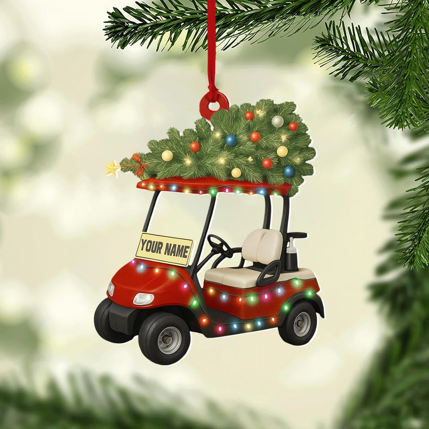 Personalized Golf Christmas Ornament 2025, Custom Name Bag, and Golfer Outfit Gilf, Ball Head Ornament with Santa Hat, Gifts for Golf Lovers 2