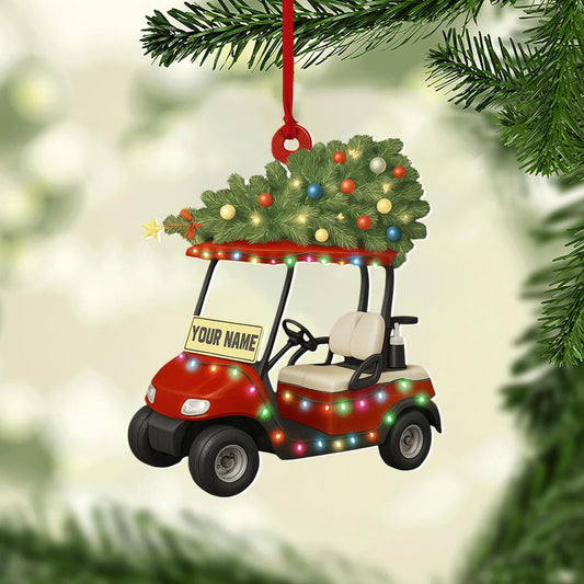 Personalized Golf Christmas Ornament 2025, Custom Name Bag, and Golfer Outfit Gilf, Ball Head Ornament with Santa Hat, Gifts for Golf Lovers 2