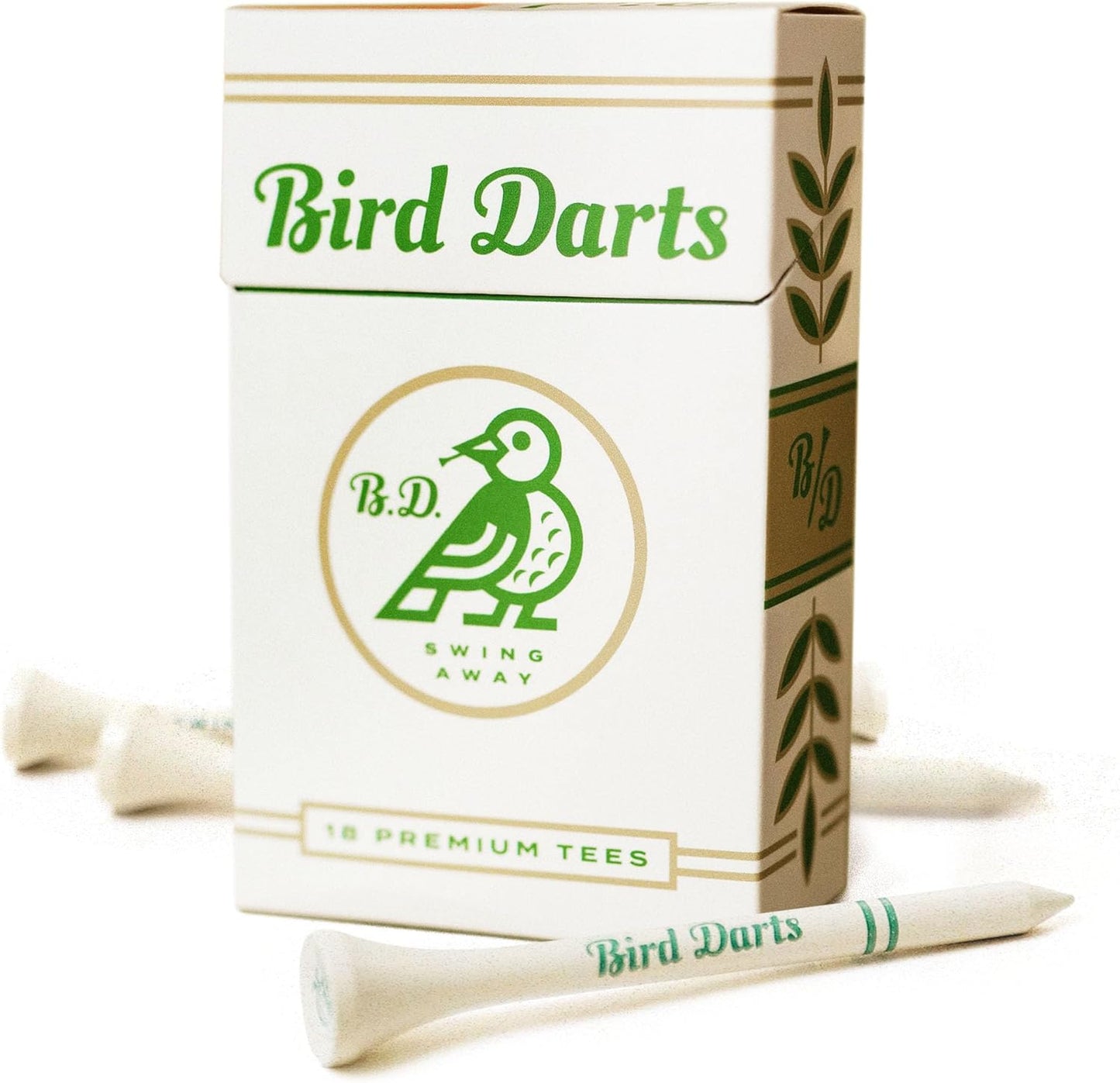 Premium Bamboo Wood Golf Tees, 18/72/180 Units (Packs of 18), 2 ¾ Golf Tees in Cigarette-Style Packaging, Durable, Biodegradable, Golf Tees Wood for Stylish Golfers