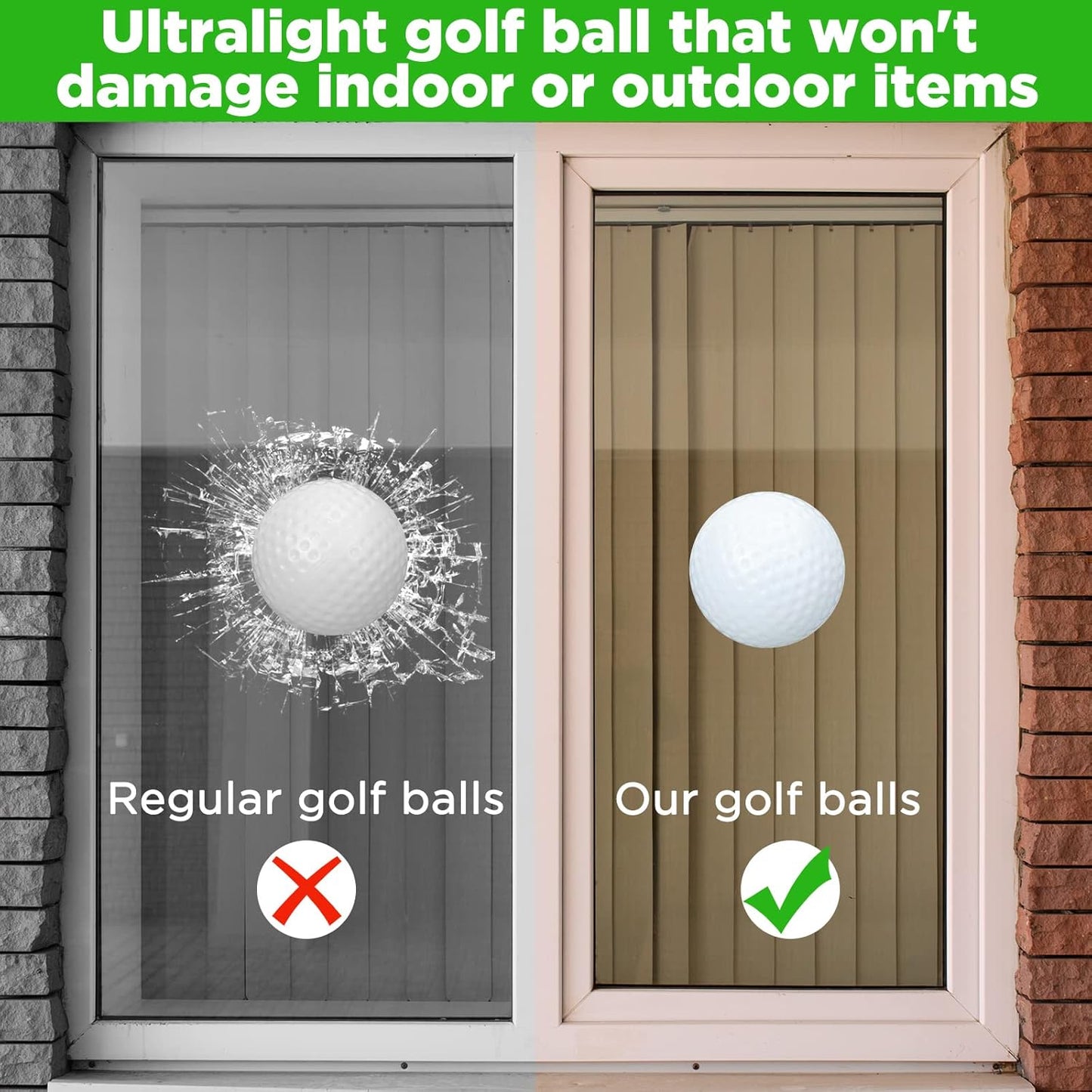 Yunsailing 120 Pcs Plastic Practice Golf Balls Bulk Hollow Training Golf Balls with 2 Pcs Mesh Drawstring Storage Bags for Indoor Outdoor Training and Practice