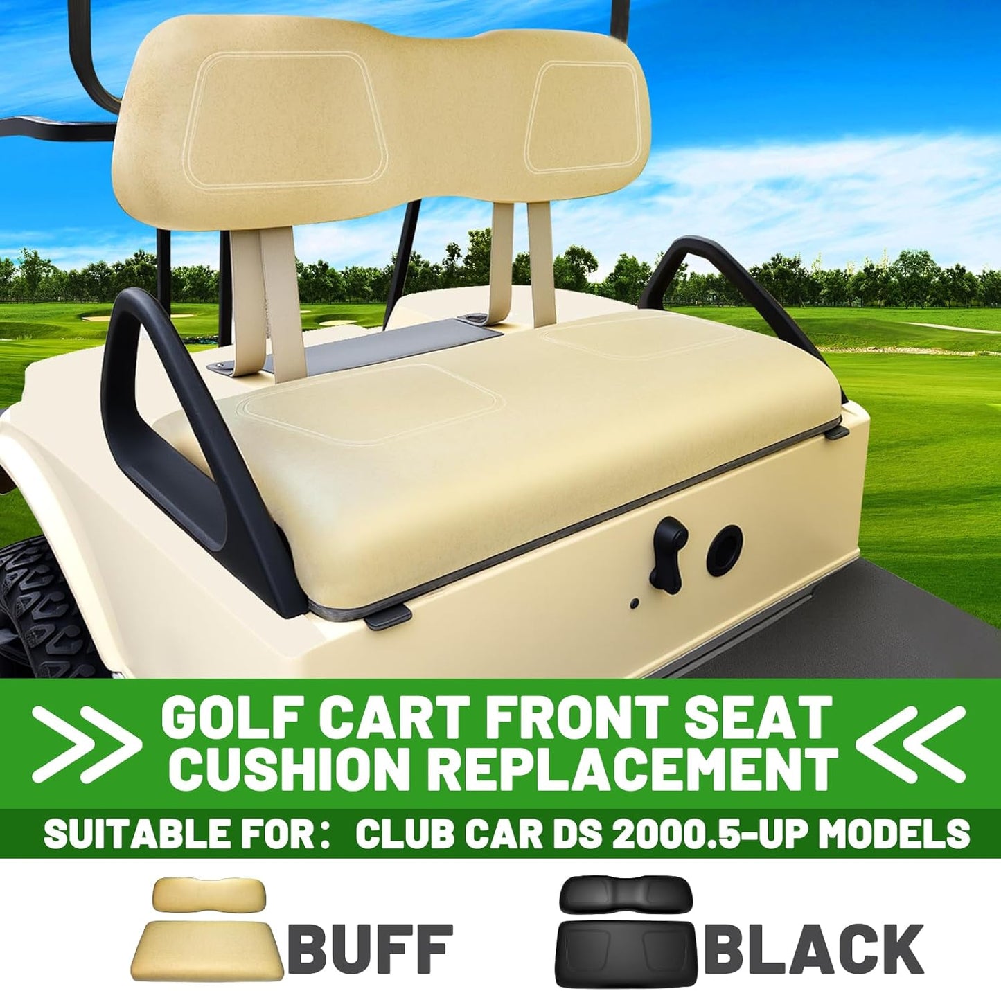Golf Cart Front Seat Replacement Cushion Assembly Kit for Club Car DS 2000.5-up,Front Seat Bottom and Front Seat Back