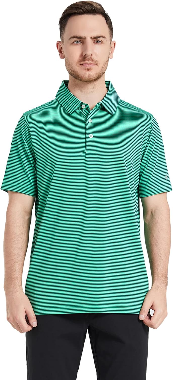 Golf Shirts for Men Dry Fit Short Sleeve Print Performance Moisture Wicking Polo Shirt