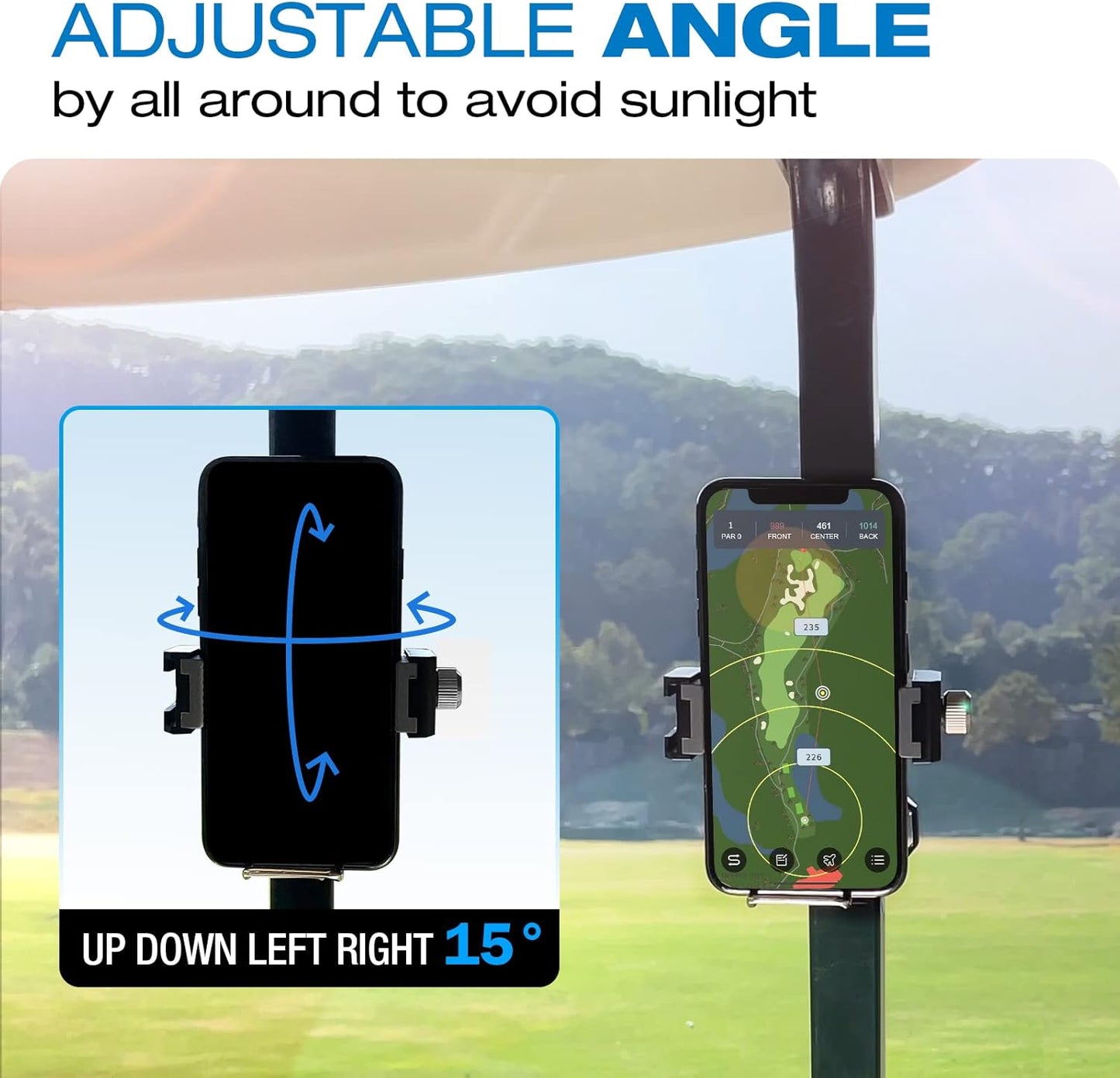 Dprofy Golf Phone Holder, Golf Cart Phone Holder with Hook and Loop, Golf Cart Accessories Golf Gifts for Men/Women, Universal Fit