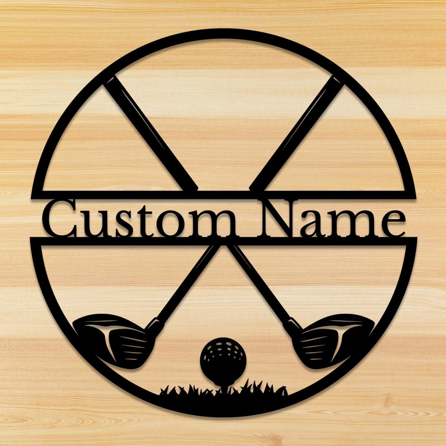 Personalized Custom Crossed Golf Metal Wall Art,Personalized Golfer Name Sign Decoration For Room,Hole Golf Club Decoration (Golf C)