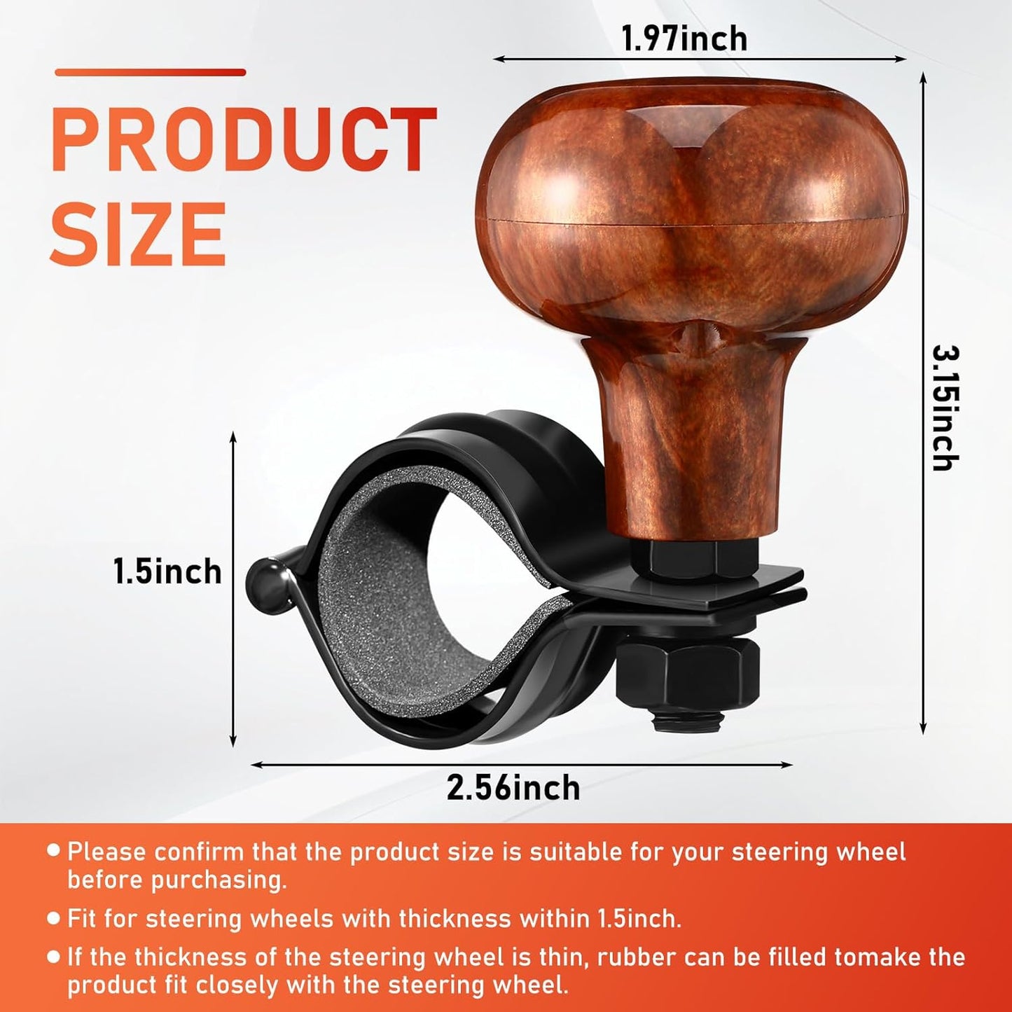 Tallew 2 Pieces Steering Wheel Knob Spinner Suicide Knobs Steering Wheel 360 Degrees Rotation Tractor Accessories for Cars, Trucks, Tractors, Boats, Golf Carts (Brown)
