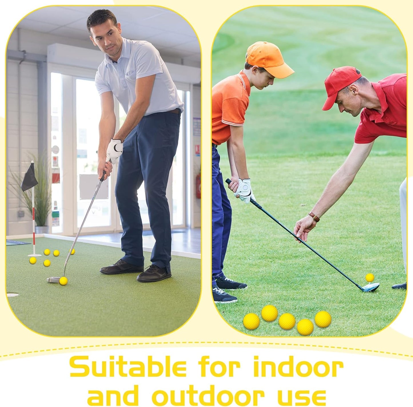 Yilloog 120 Pack Foam Golf Practice Balls Bulk, Soft Foam Balls for Golf Practice, Realistic Feel and Limited Flight Training for Indoor or Outdoor Party