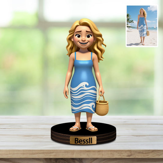 Personalized Cartoon Photo Sculpture Ornament Custom Name 2D Acrylic Photo Casual Cartoon Style Figurine Desk Decor Gift for Men Women Family Couple Birthday Xmas (Style 9)