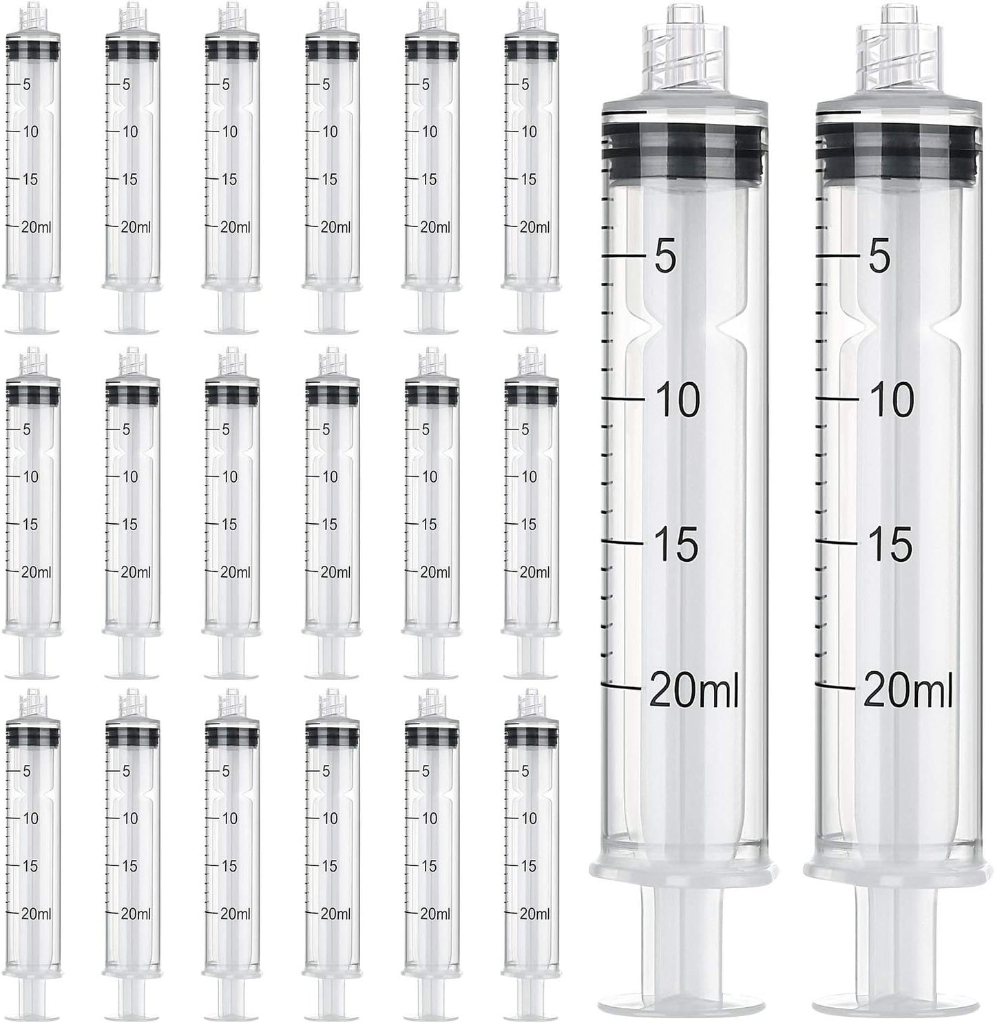 TecUnite 20 Pack Syringe Without Needle, Plastic Curved Syringes for Epoxy Resin, Craft, Feeding Pets Animals, Oil or Glue Applicator