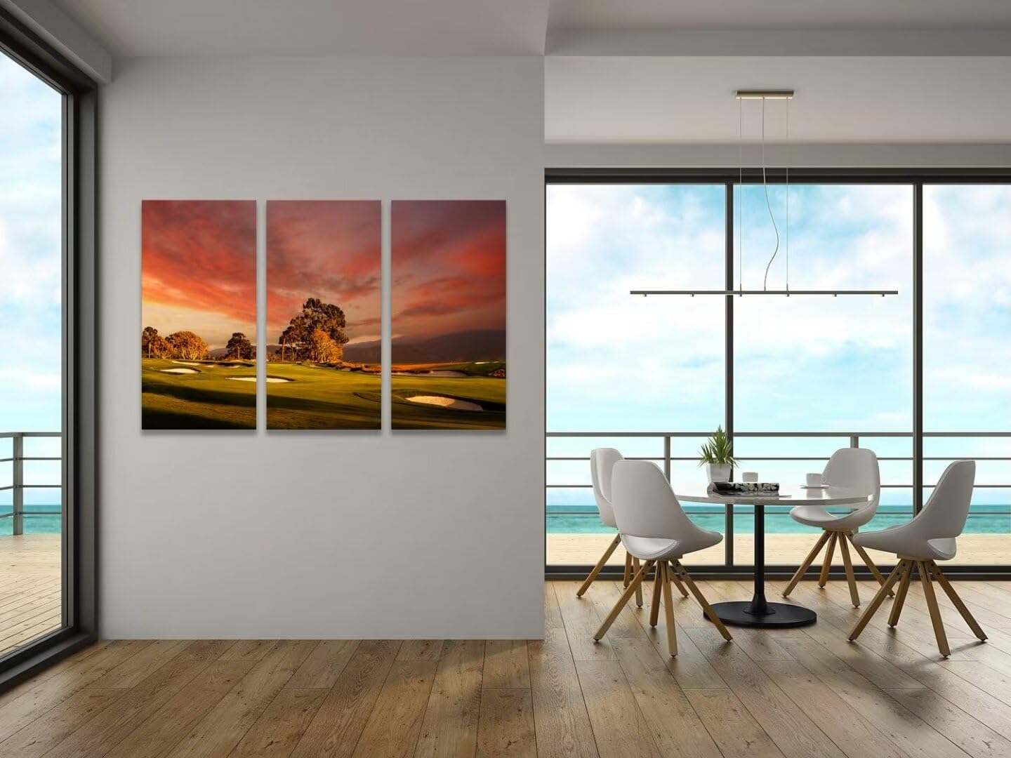 USA Coastline Golf Course Wall Art for Living Room Bedroom Bathroom Home Decorations Golf Course Pictures Posters Framed Artwork Canvas Prints Ready to Hang(20''W x 40''H x3)