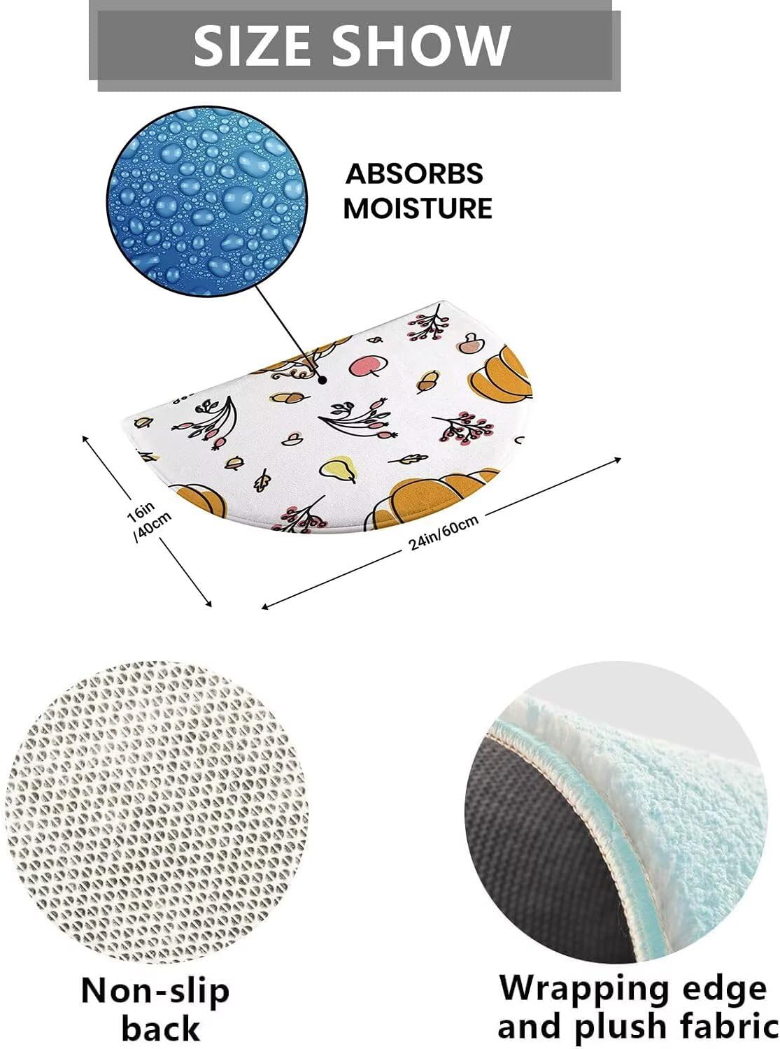 Polka Dot Stripe Dog Dachshund Half Round Door Mat Indoor Entrance Mat, Absorbent Doormats Area Rugs Non-Slip Semi Circle Floor Mats for Home Kitchen 16x24 Inch