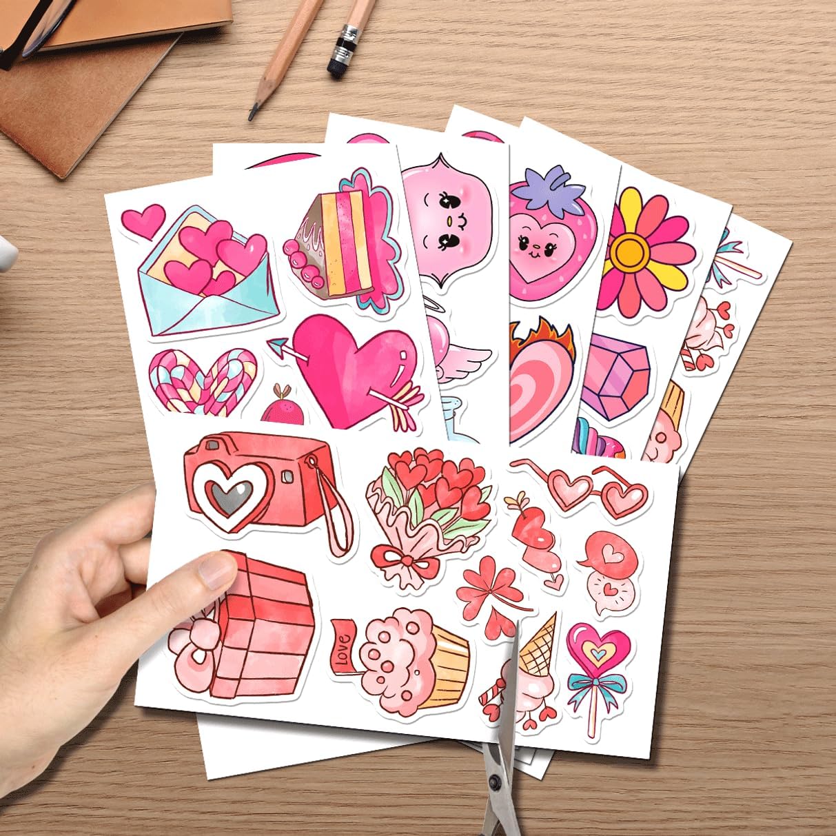 Cute Love Themed Stickers Pack for Kids Teens Scrapbooking Laptop Water Bottles Journals DIY Crafts Vinyl 50pcs Phone Case Bumper Motorcycle Bedroom Car